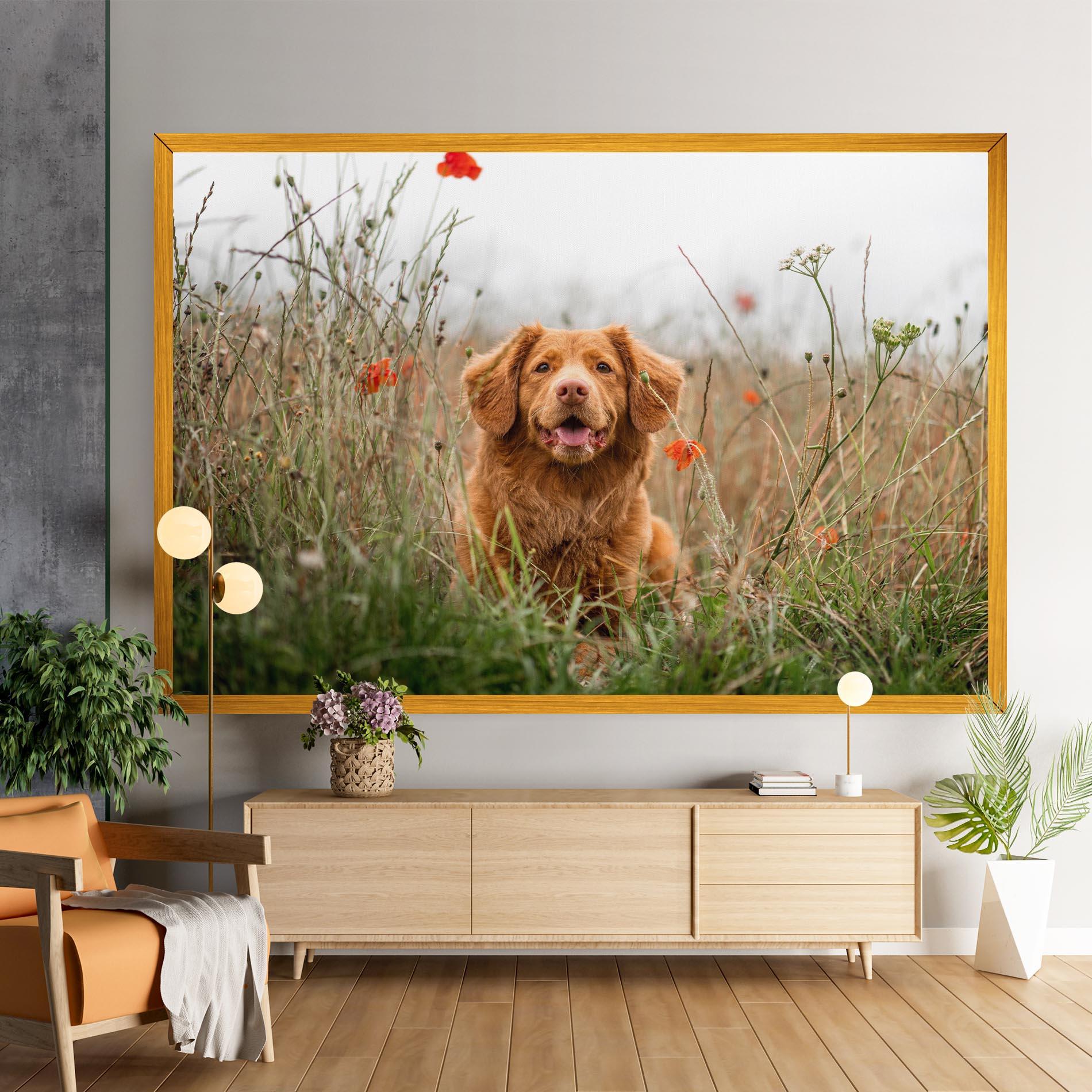 Vászonkép Red Flowers Dog mockup 9