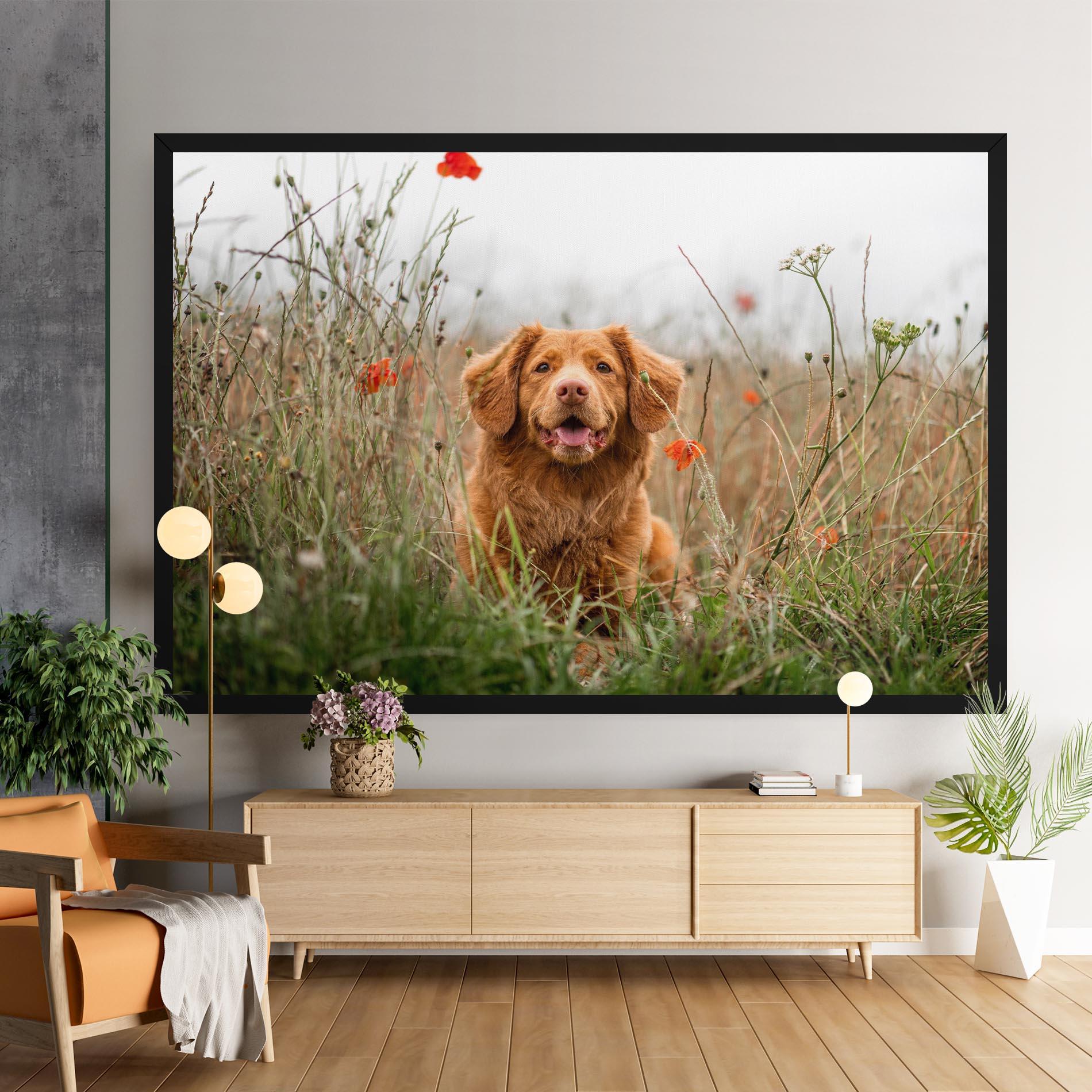 Vászonkép Red Flowers Dog mockup 9
