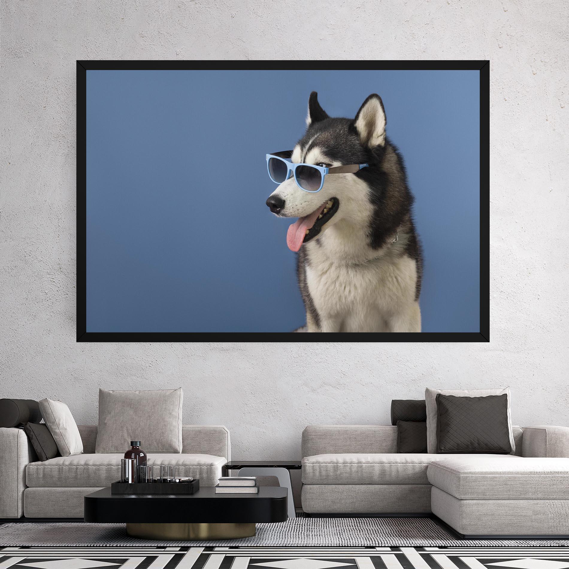 Vászonkép Blue Glasses Dog mockup 2