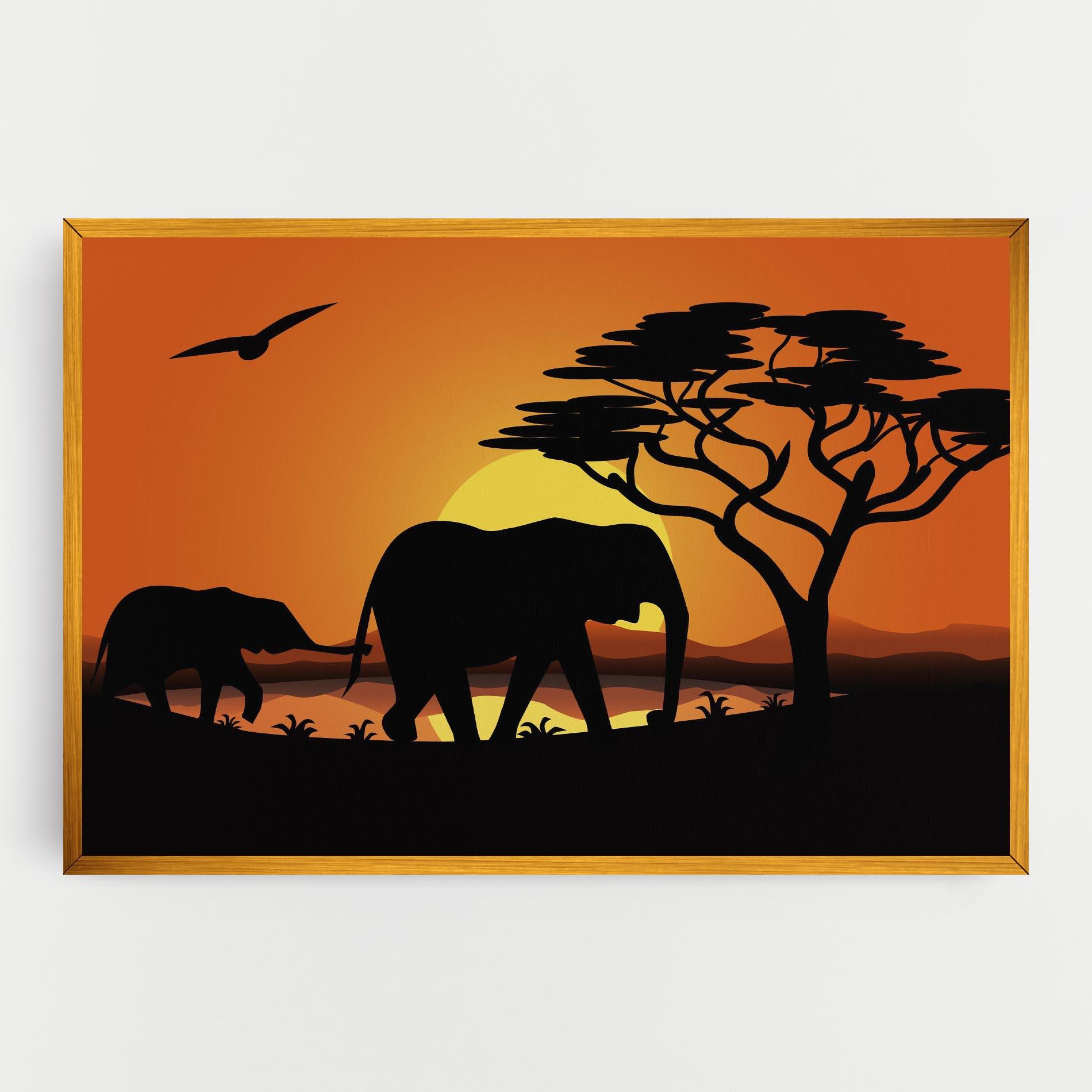 Vászonkép Elephant Sunset mockup 0