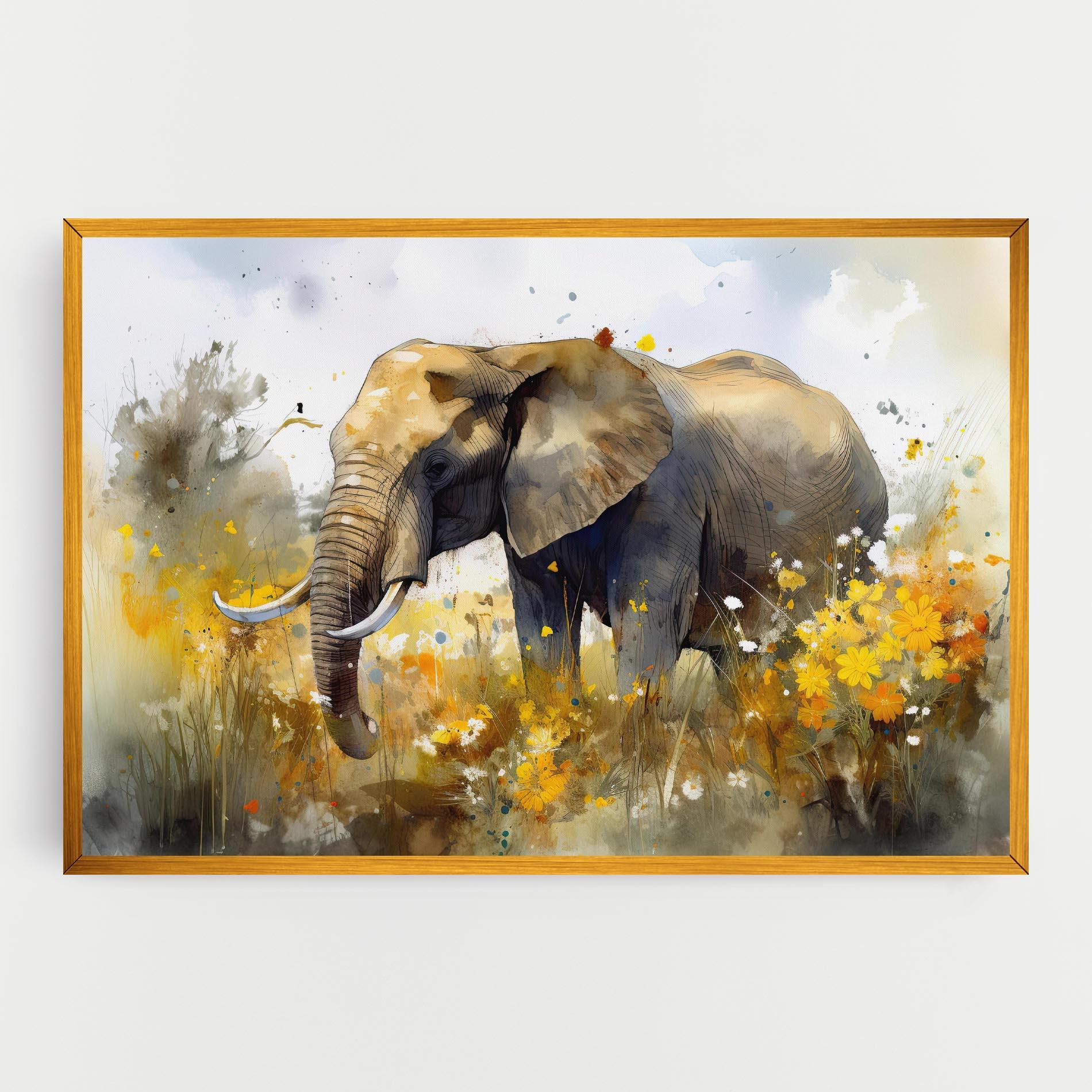 Vászonkép Yellow Flowers Elephant mockup 0
