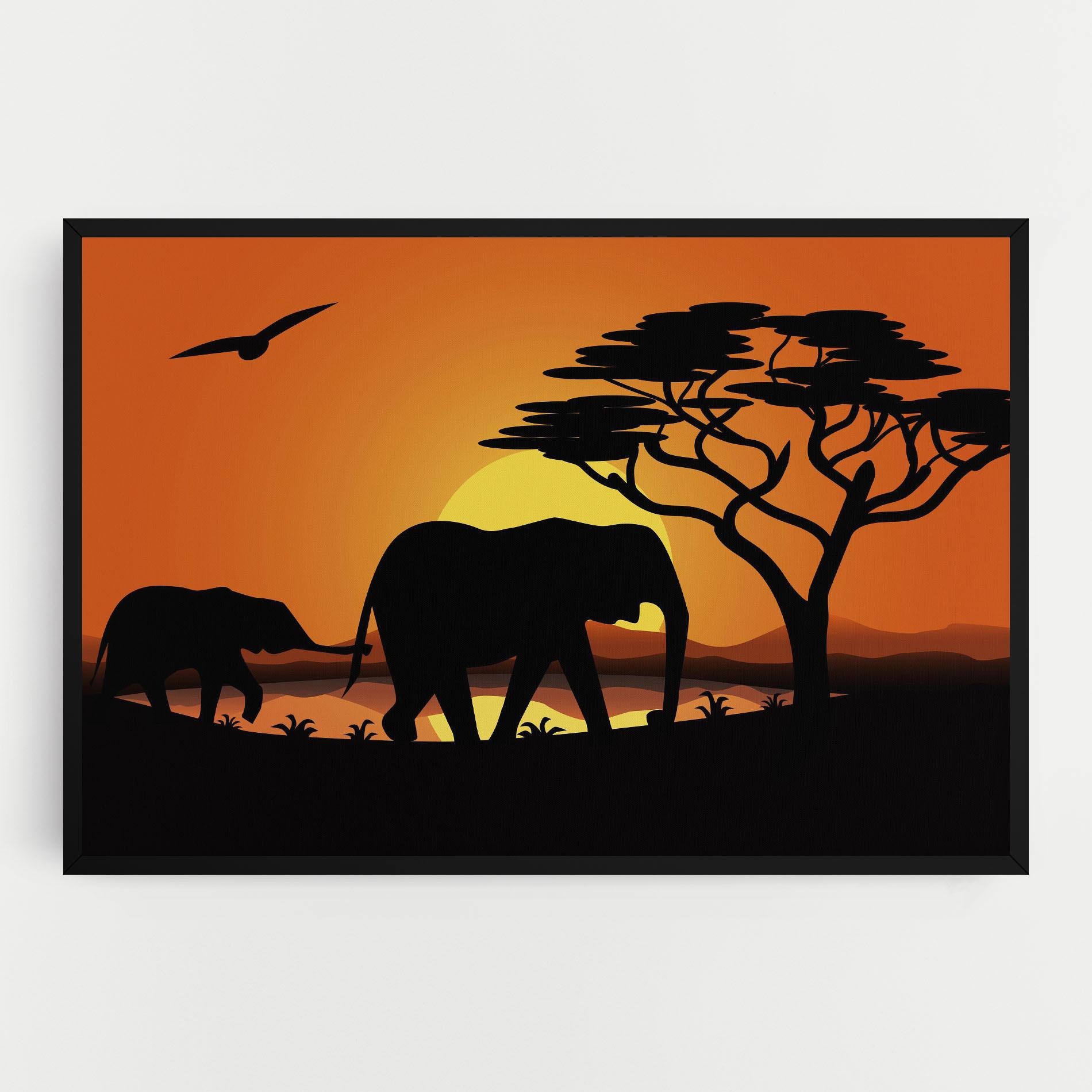 Vászonkép Elephant Sunset mockup 0