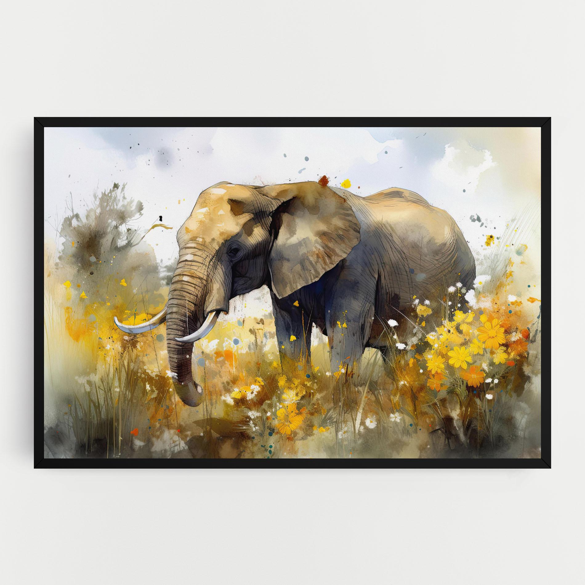 Vászonkép Yellow Flowers Elephant mockup 0