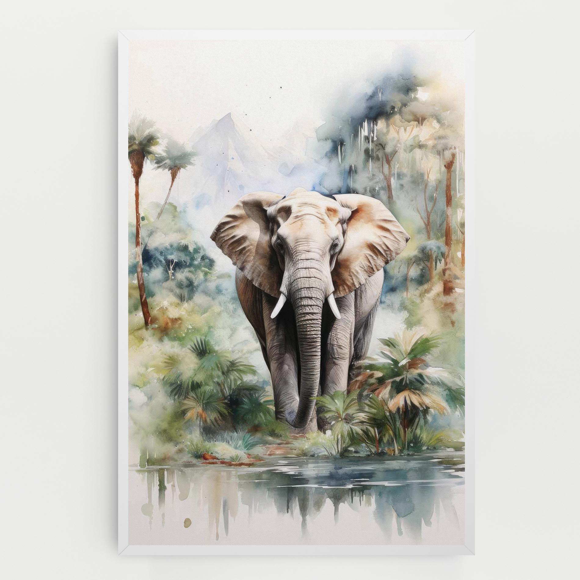 Vászonkép Wild Watercolor Elephant mockup 0