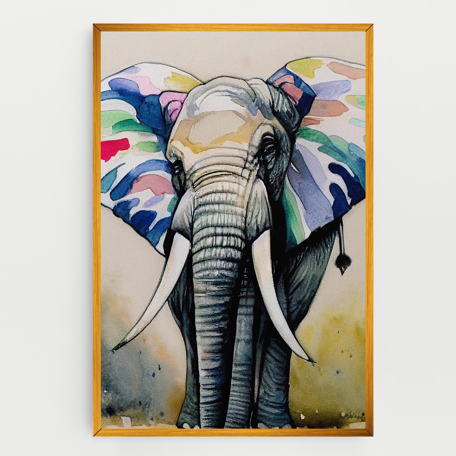 Vászonkép Watercolor Elephant Art mockup 0