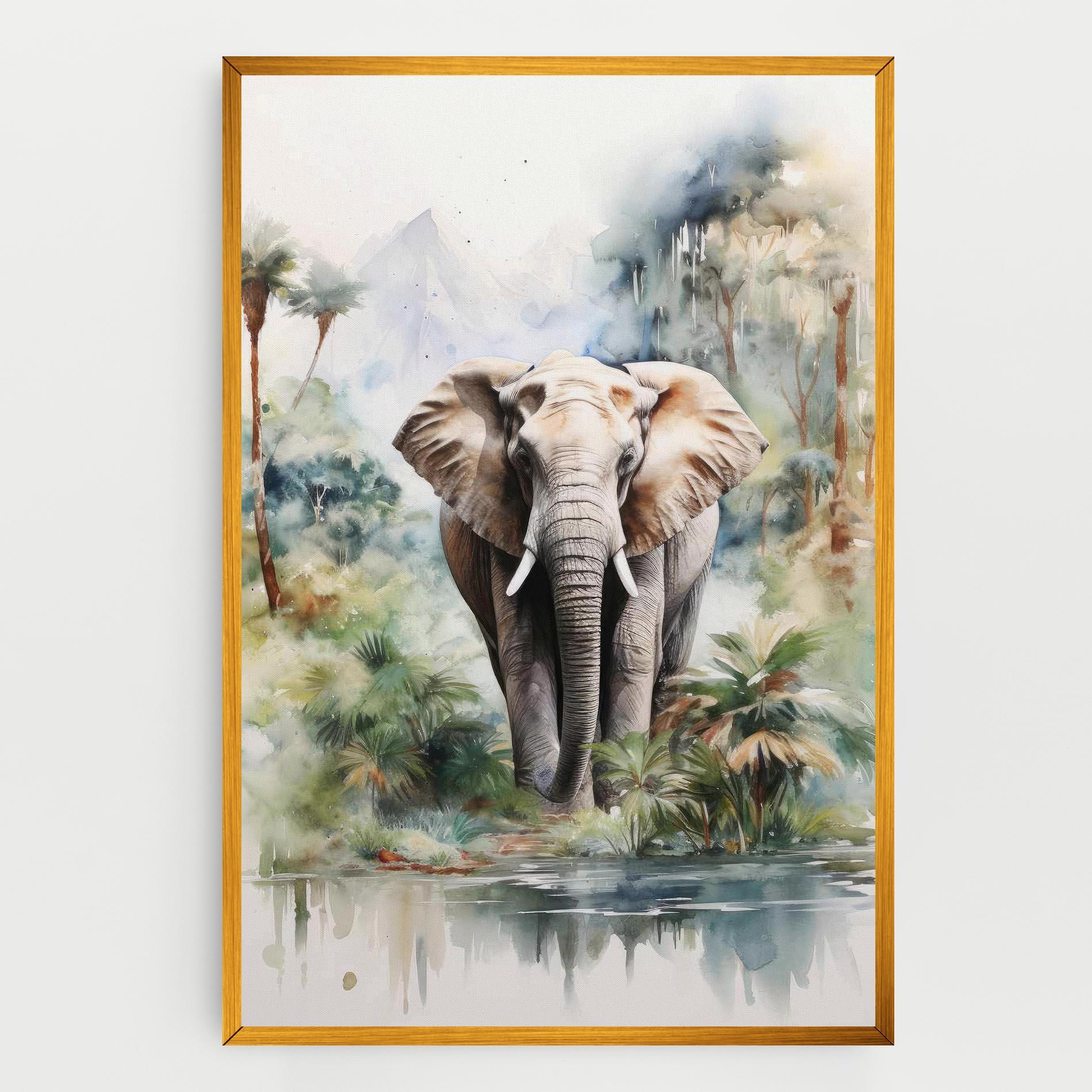 Vászonkép Wild Watercolor Elephant mockup 0