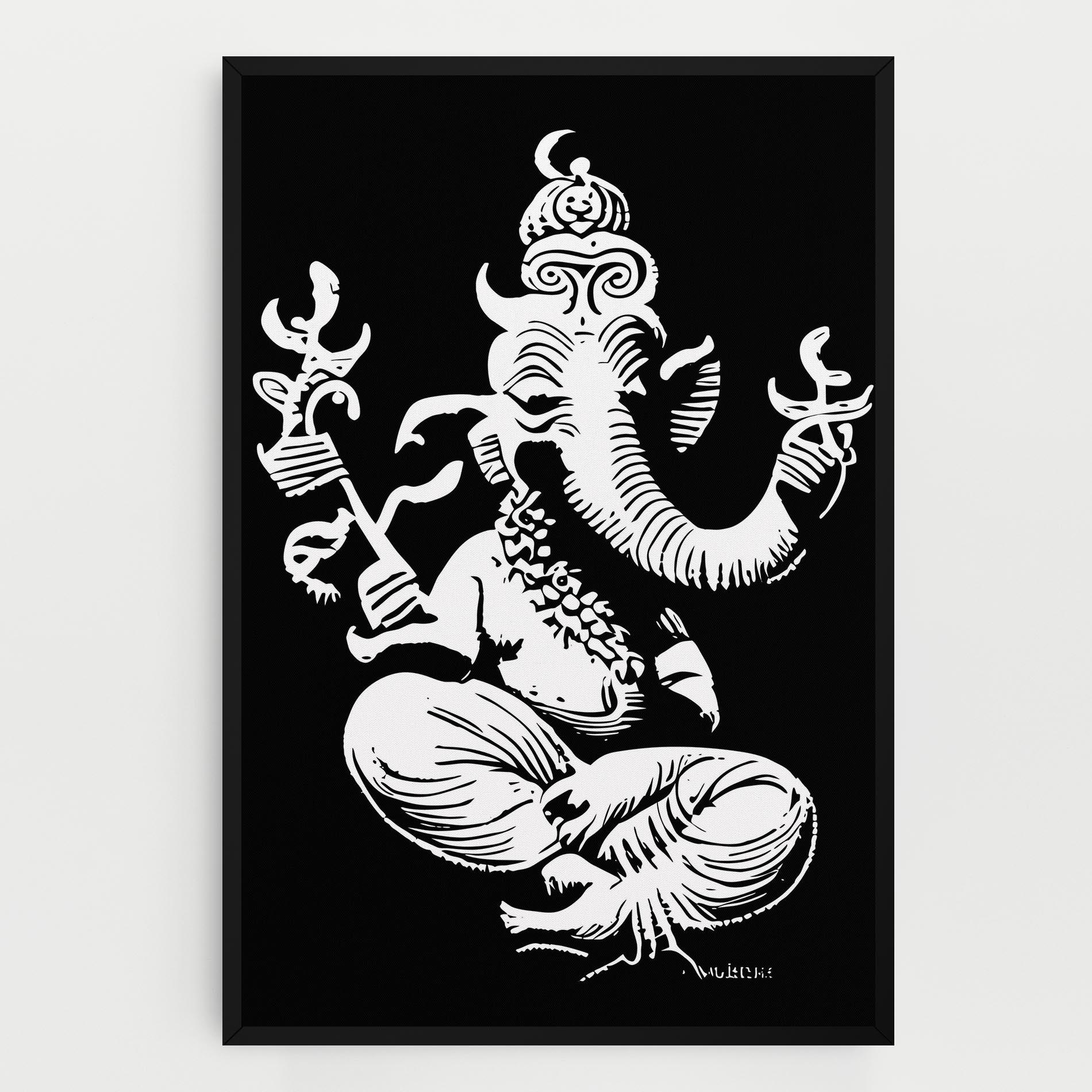 Vászonkép Black And White Ganesha mockup 0