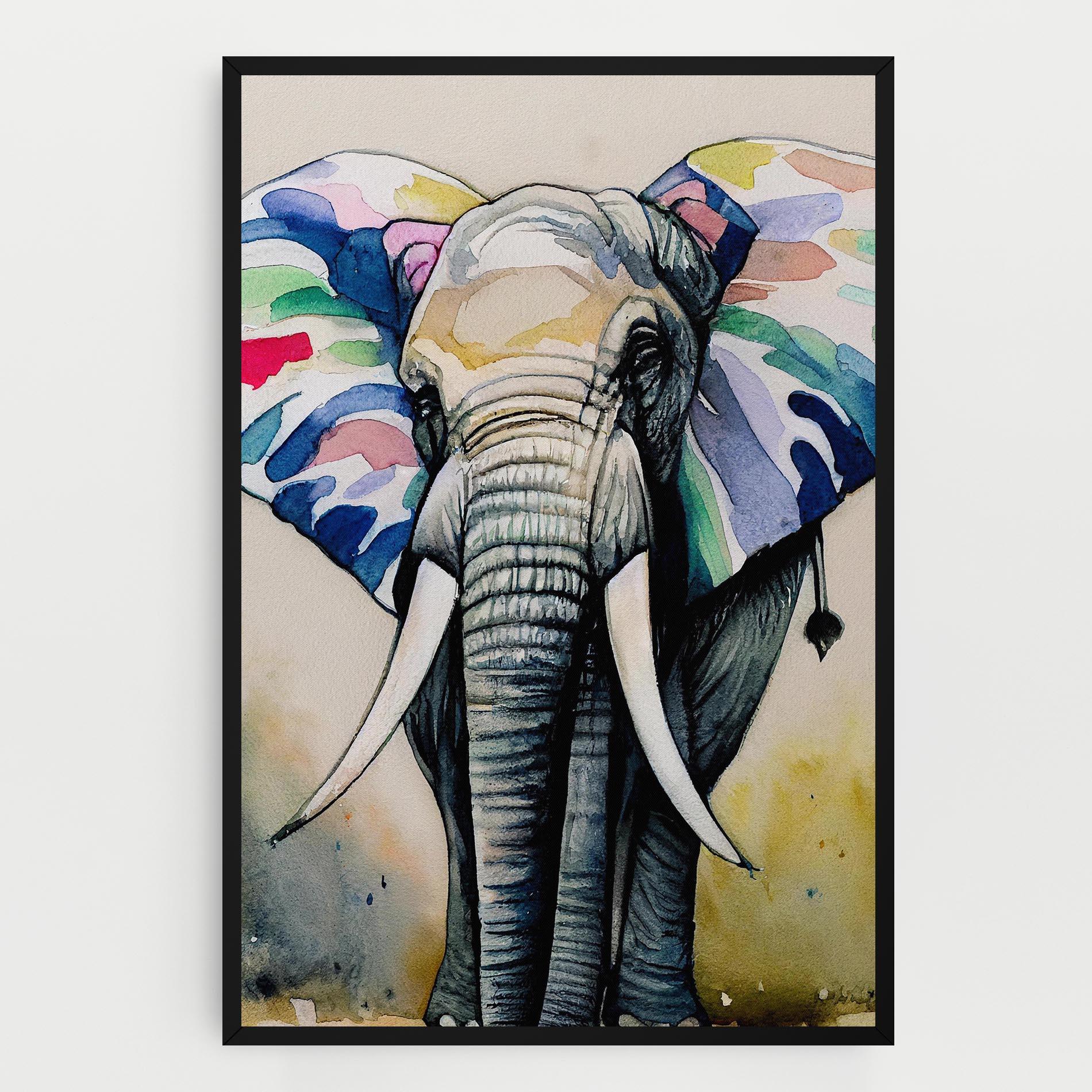 Vászonkép Watercolor Elephant Art mockup 0