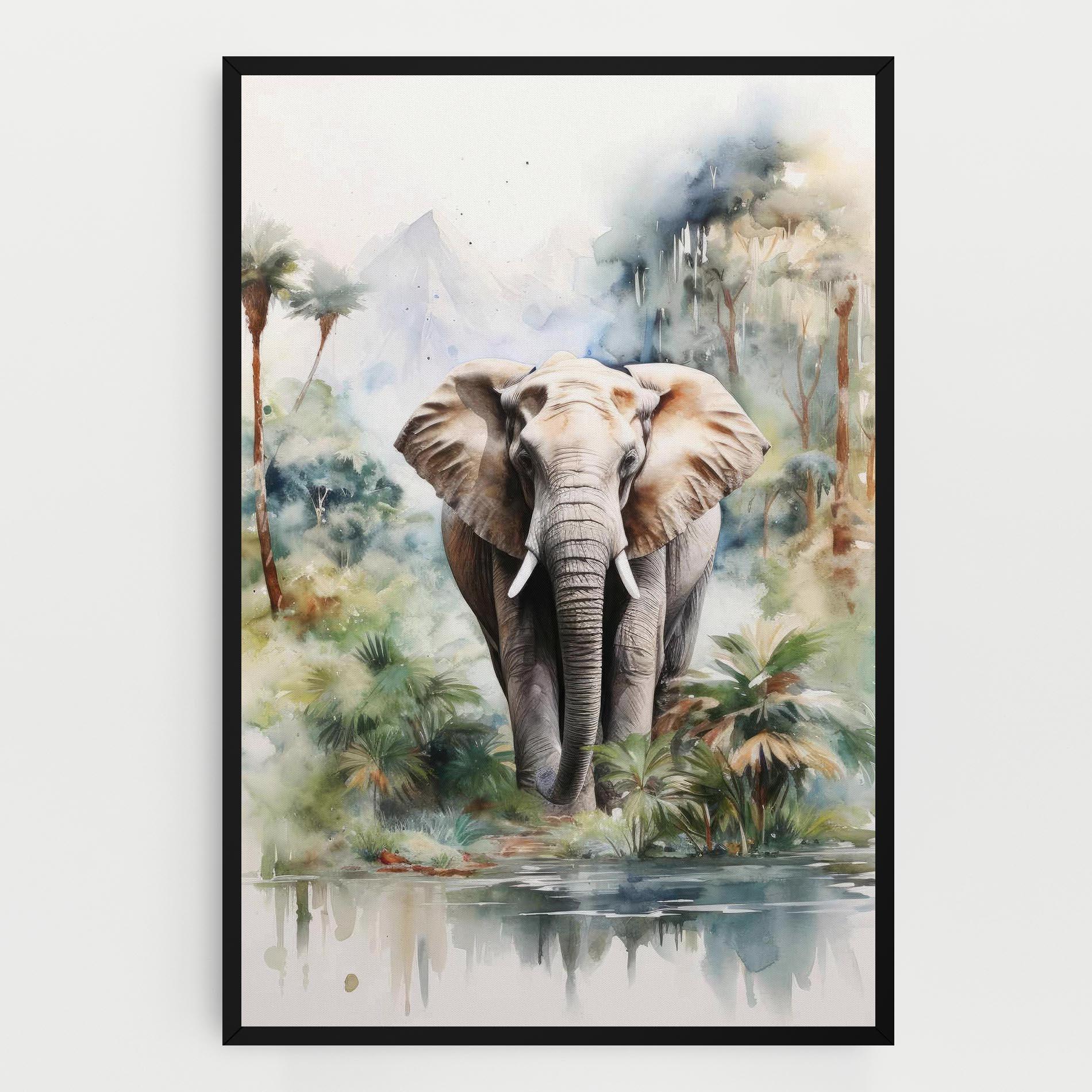 Vászonkép Wild Watercolor Elephant mockup 0