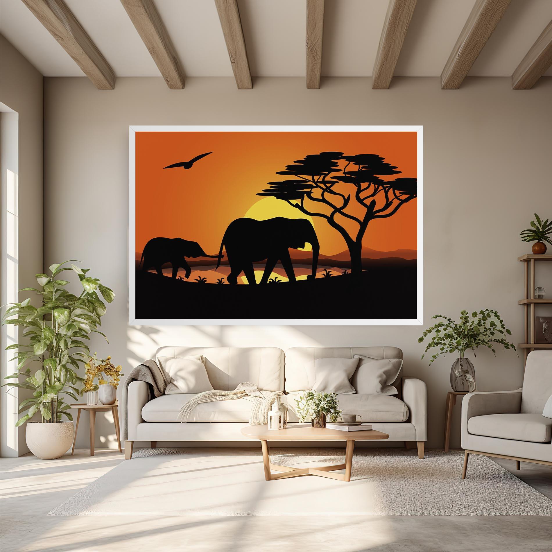 Vászonkép Elephant Sunset mockup 6