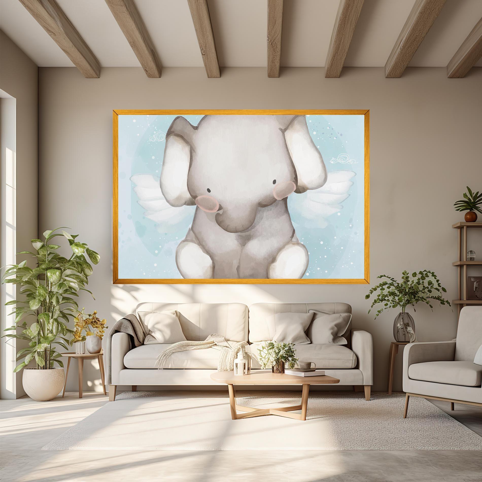 Vászonkép Elephant On Blue mockup 6