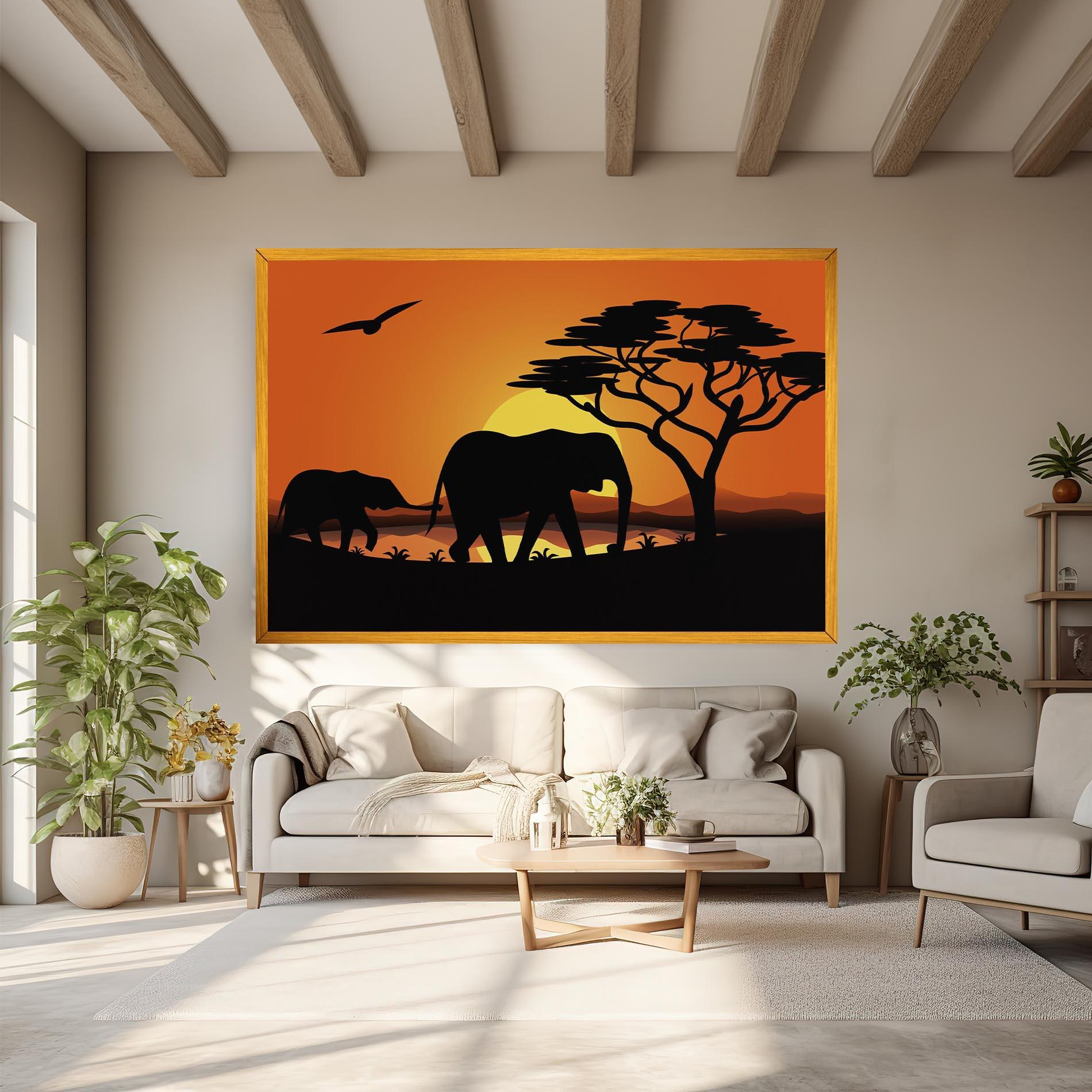 Vászonkép Elephant Sunset mockup 6