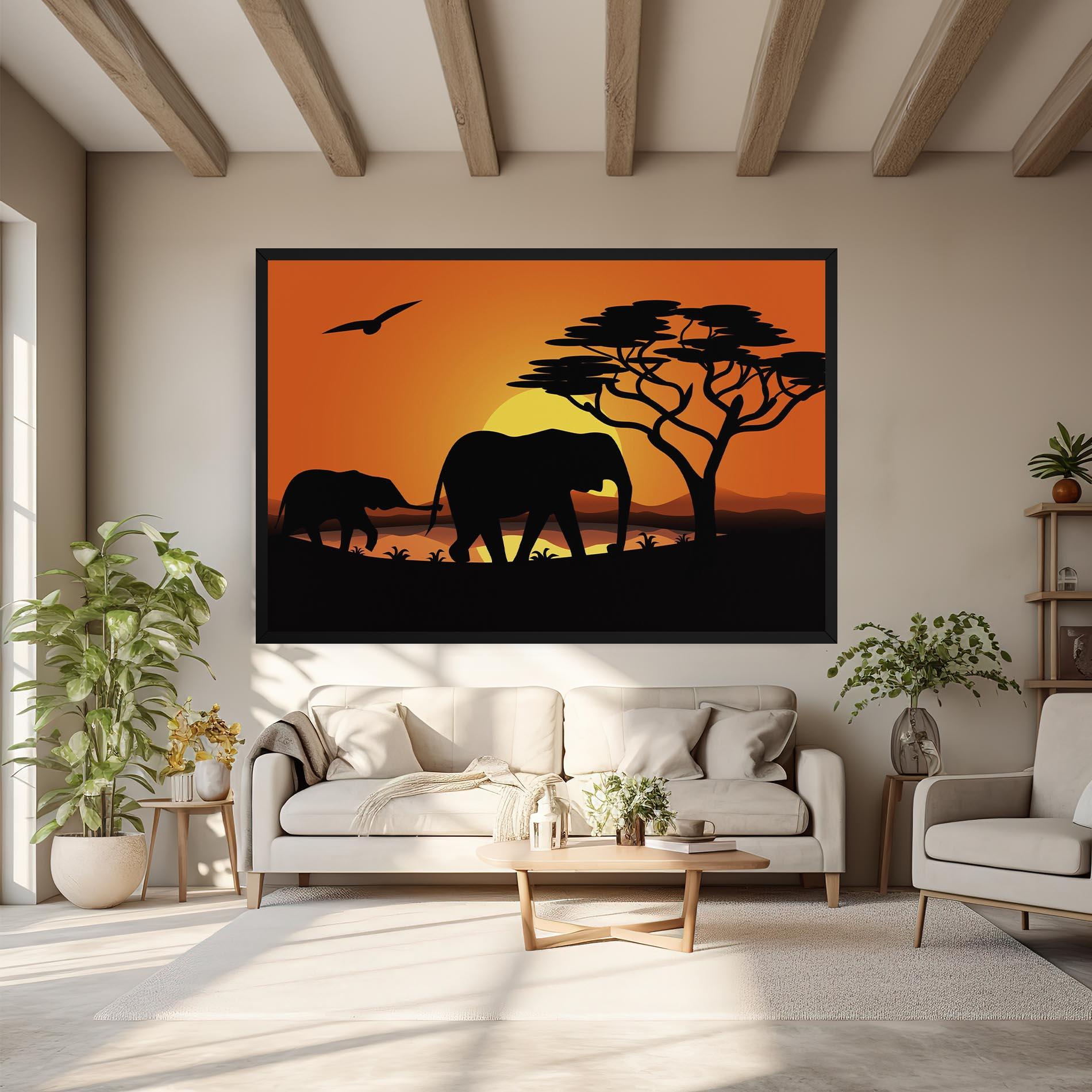 Vászonkép Elephant Sunset mockup 6