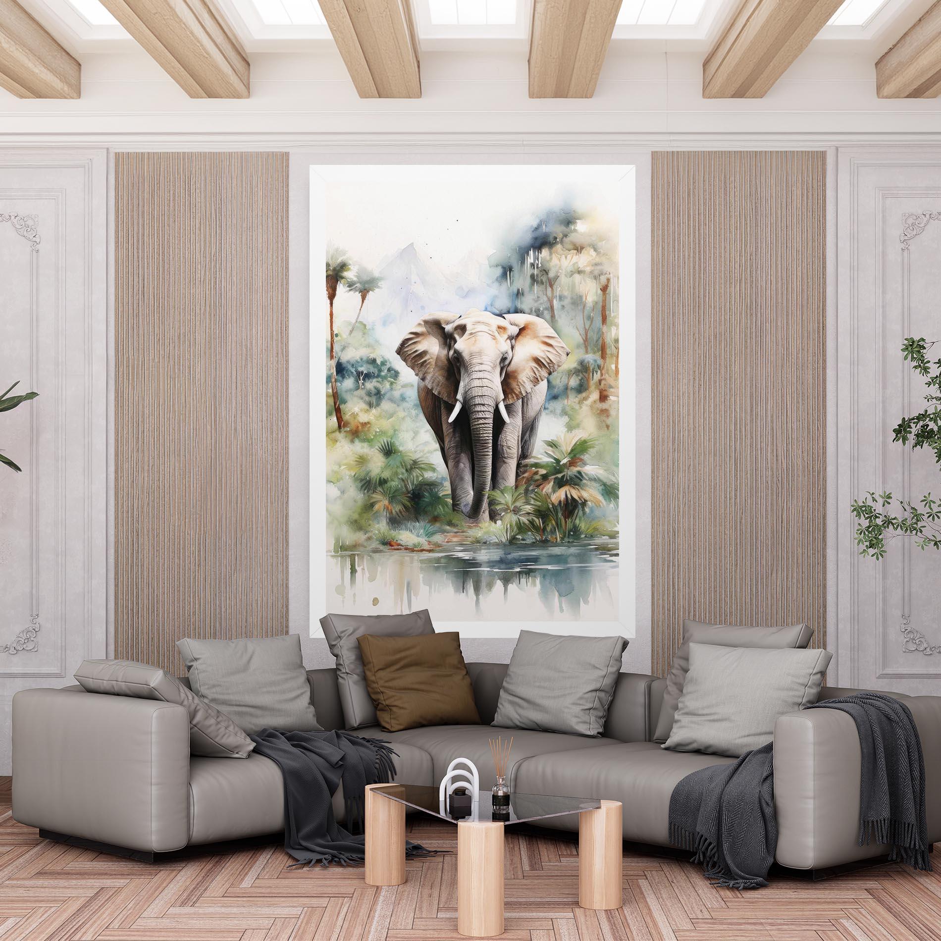 Vászonkép Wild Watercolor Elephant mockup 6