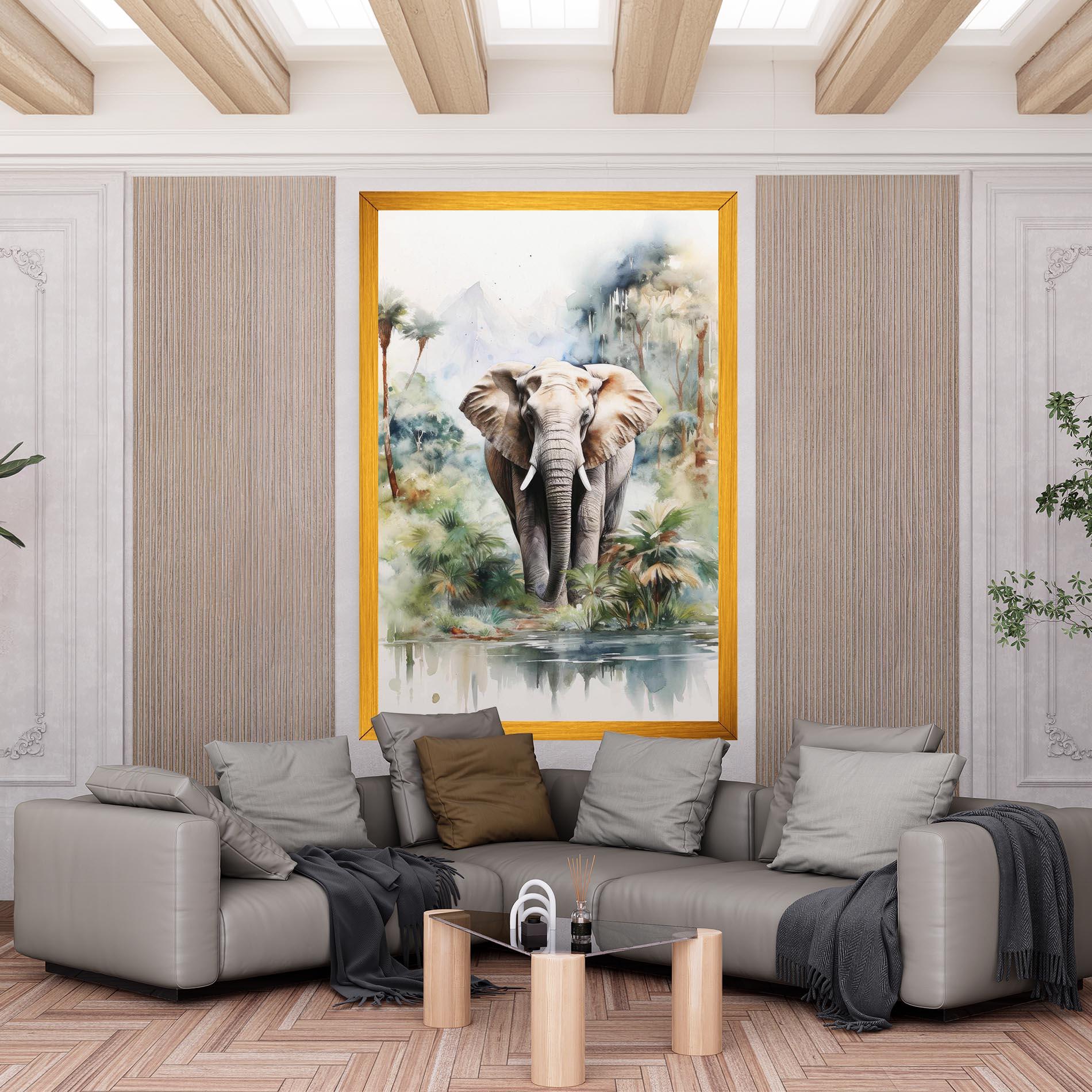 Vászonkép Wild Watercolor Elephant mockup 6