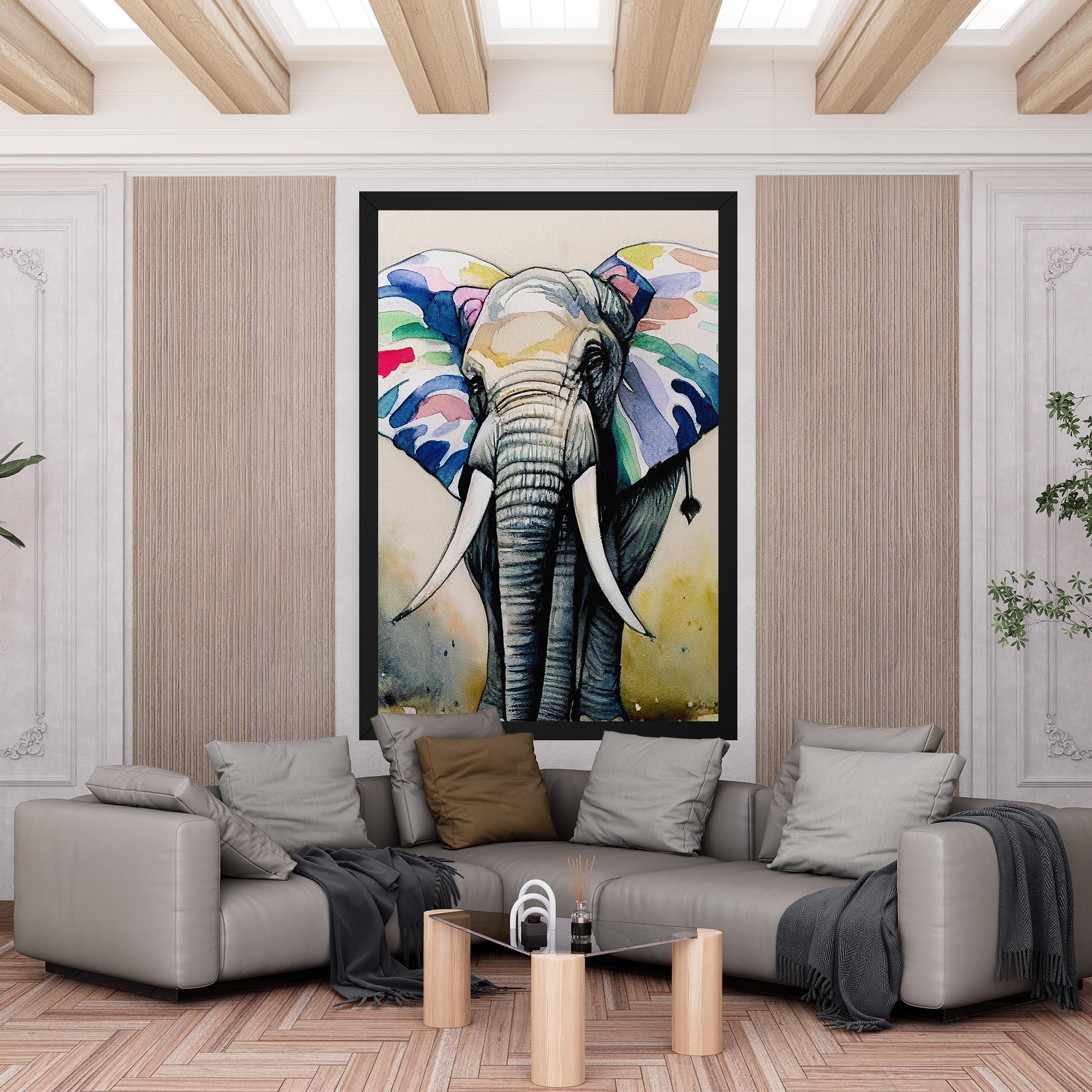 Vászonkép Watercolor Elephant Art mockup 6