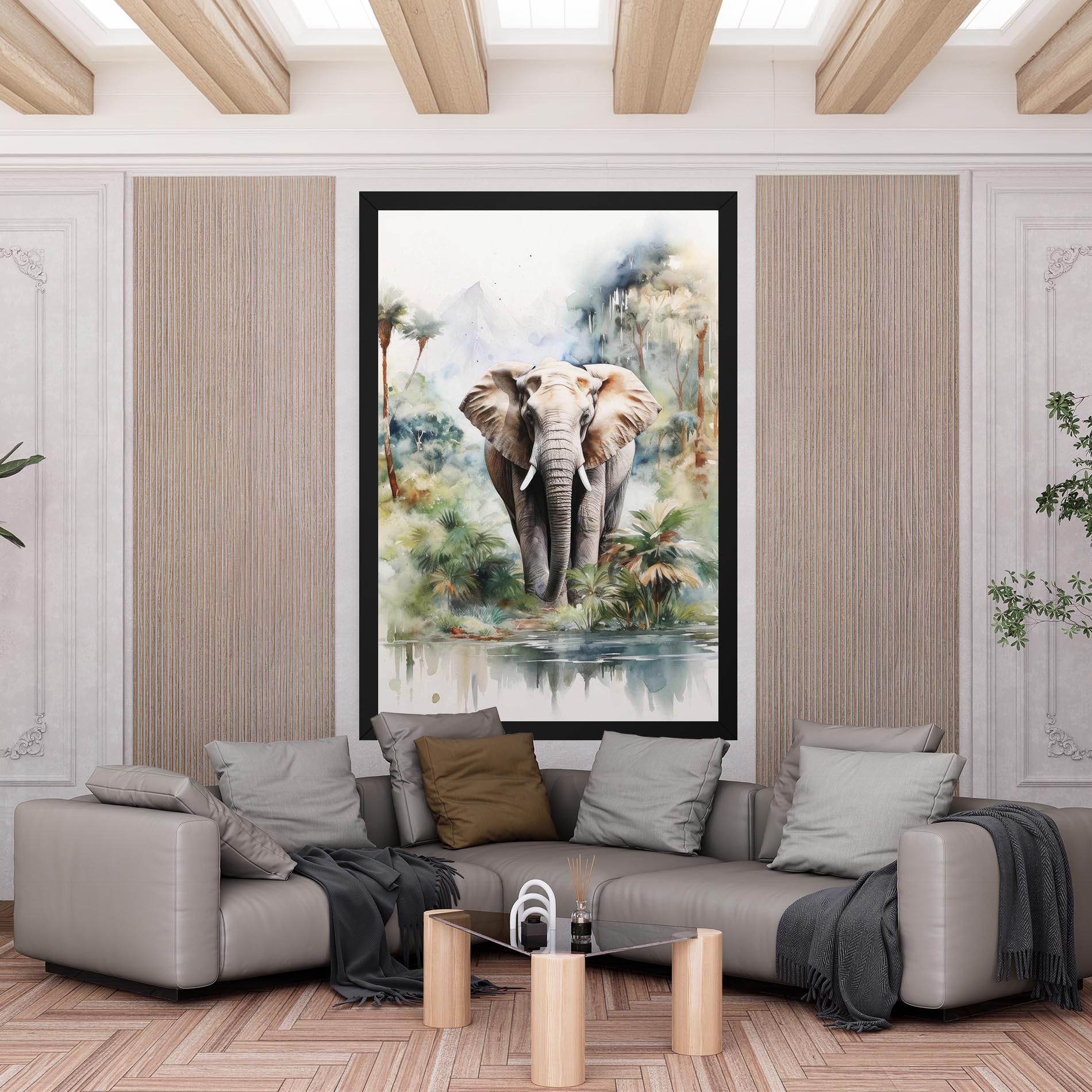Vászonkép Wild Watercolor Elephant mockup 6