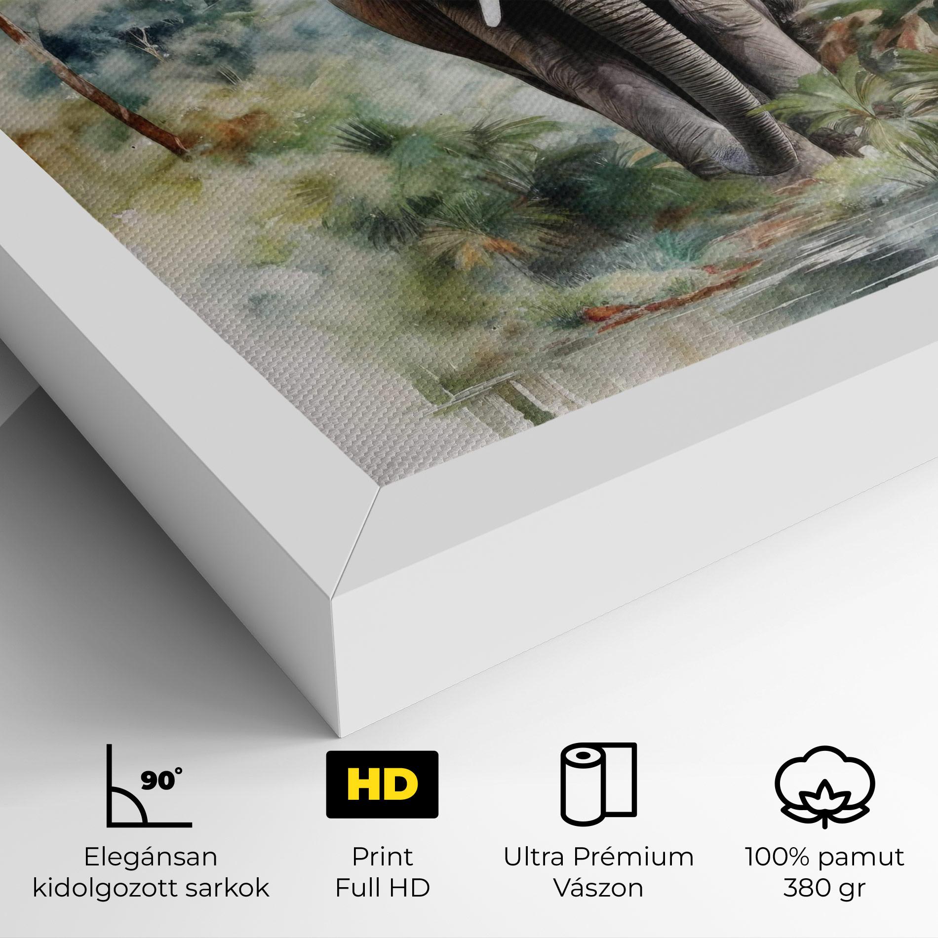 Vászonkép Wild Watercolor Elephant mockup 4