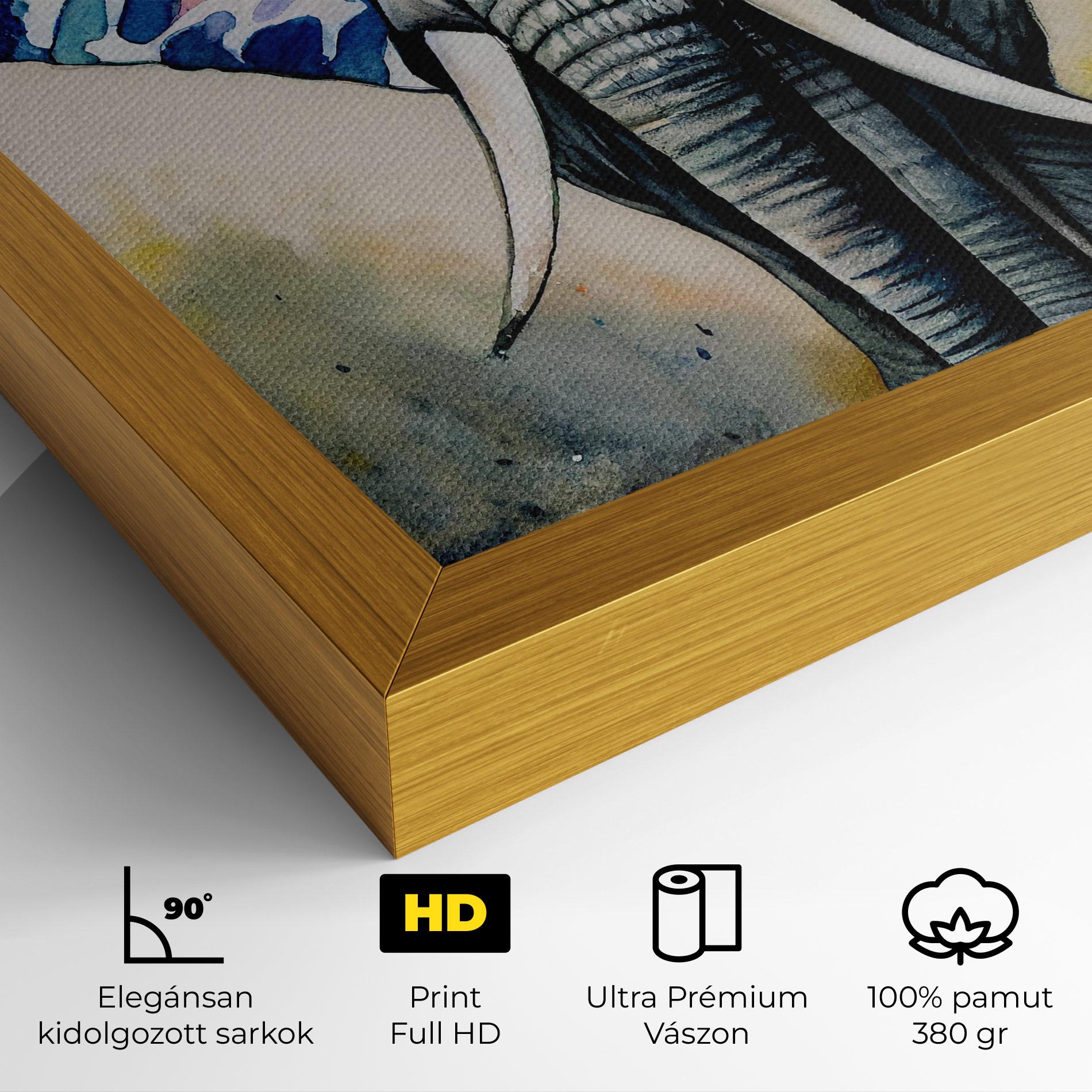 Vászonkép Watercolor Elephant Art mockup 4