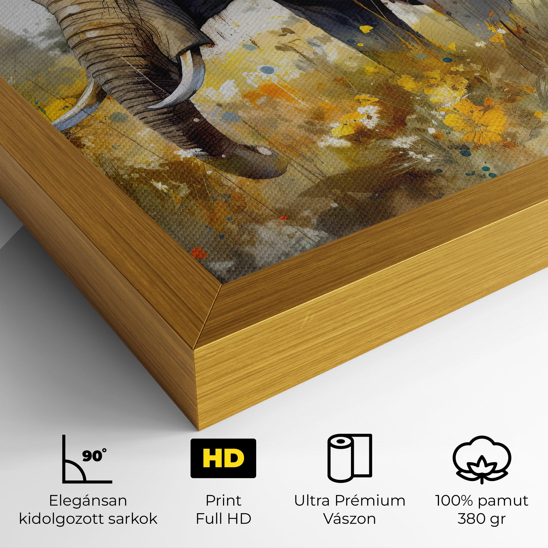 Vászonkép Yellow Flowers Elephant mockup 4