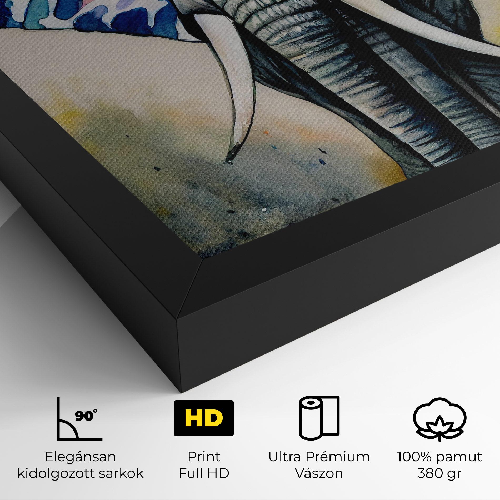 Vászonkép Watercolor Elephant Art mockup 4