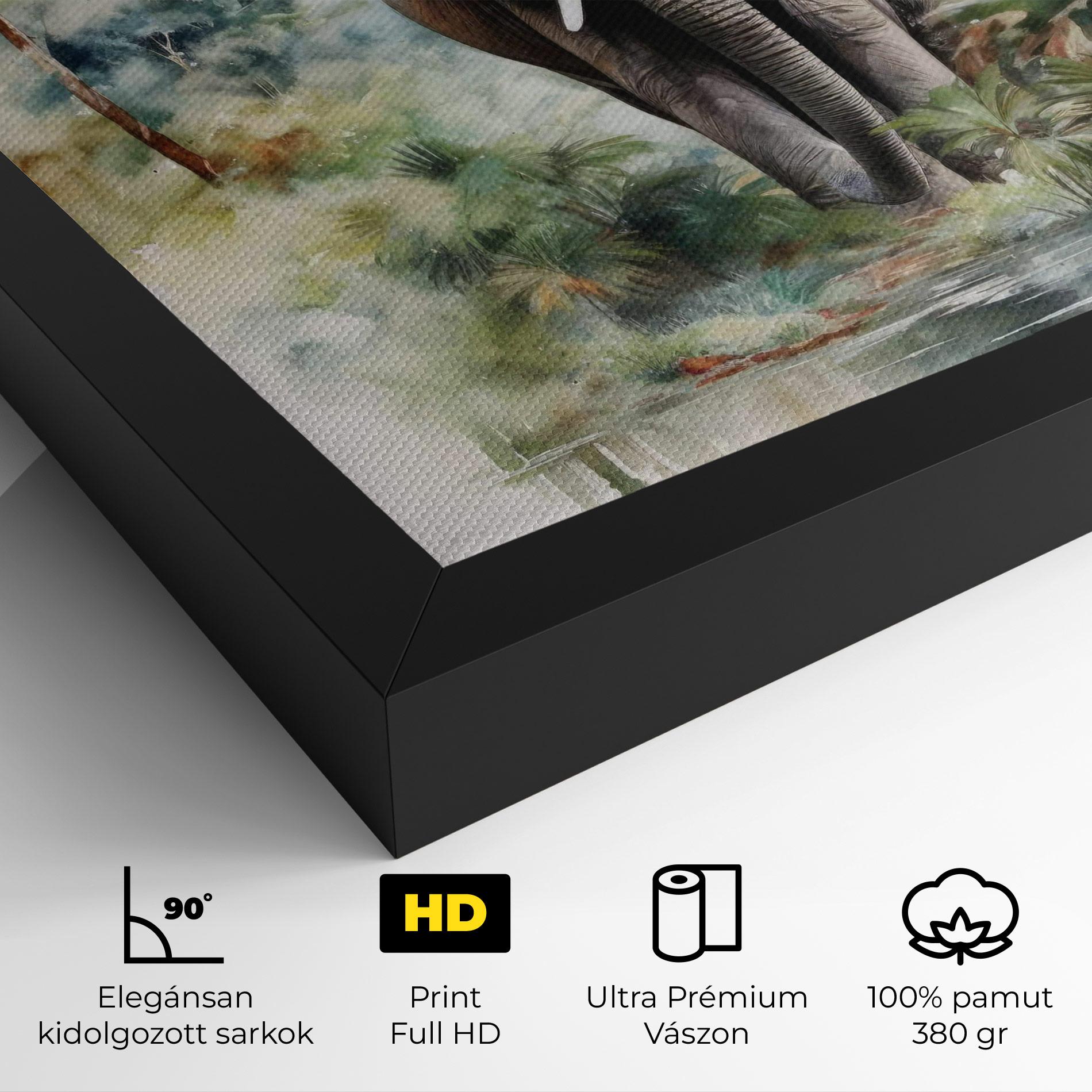 Vászonkép Wild Watercolor Elephant mockup 4