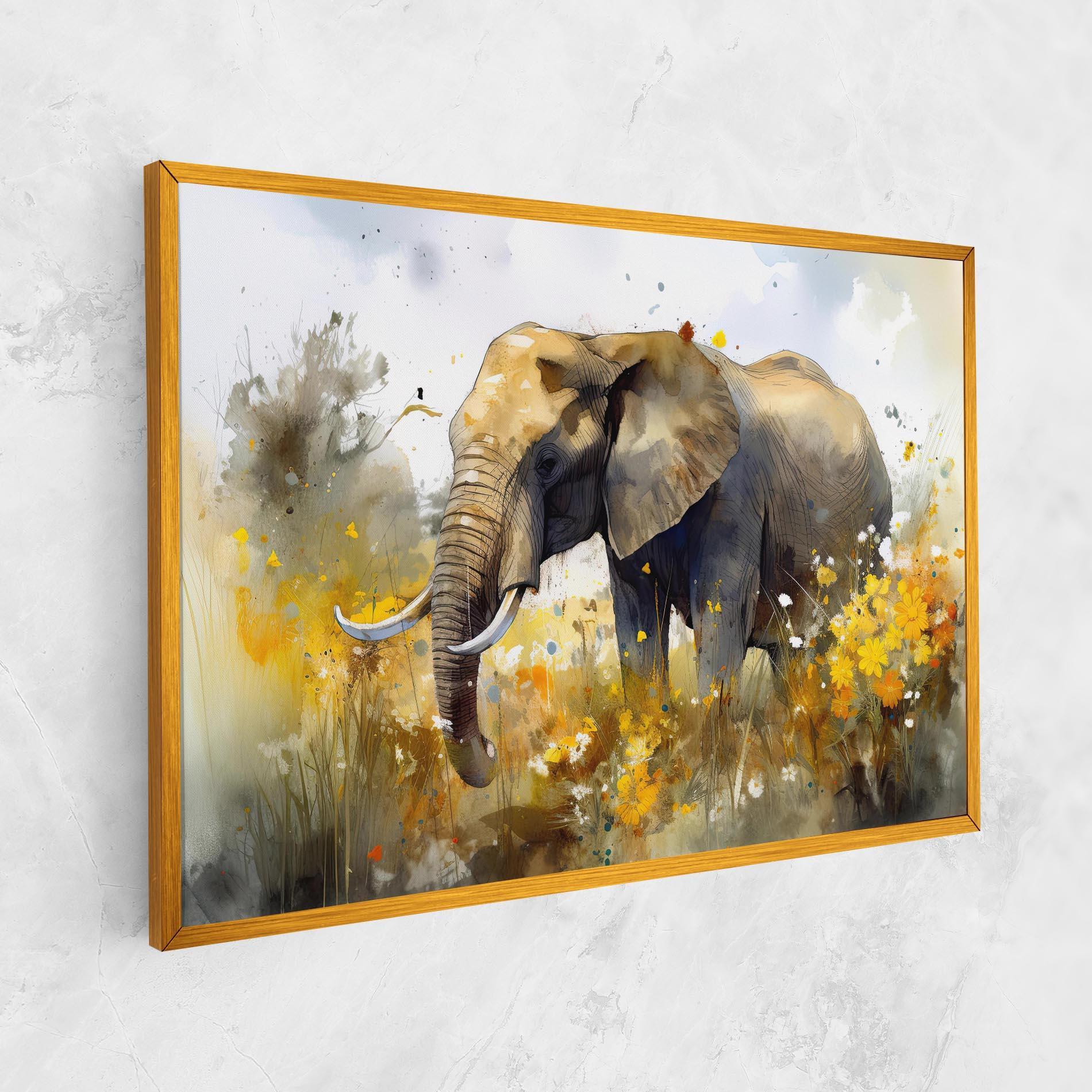 Vászonkép Yellow Flowers Elephant mockup 1