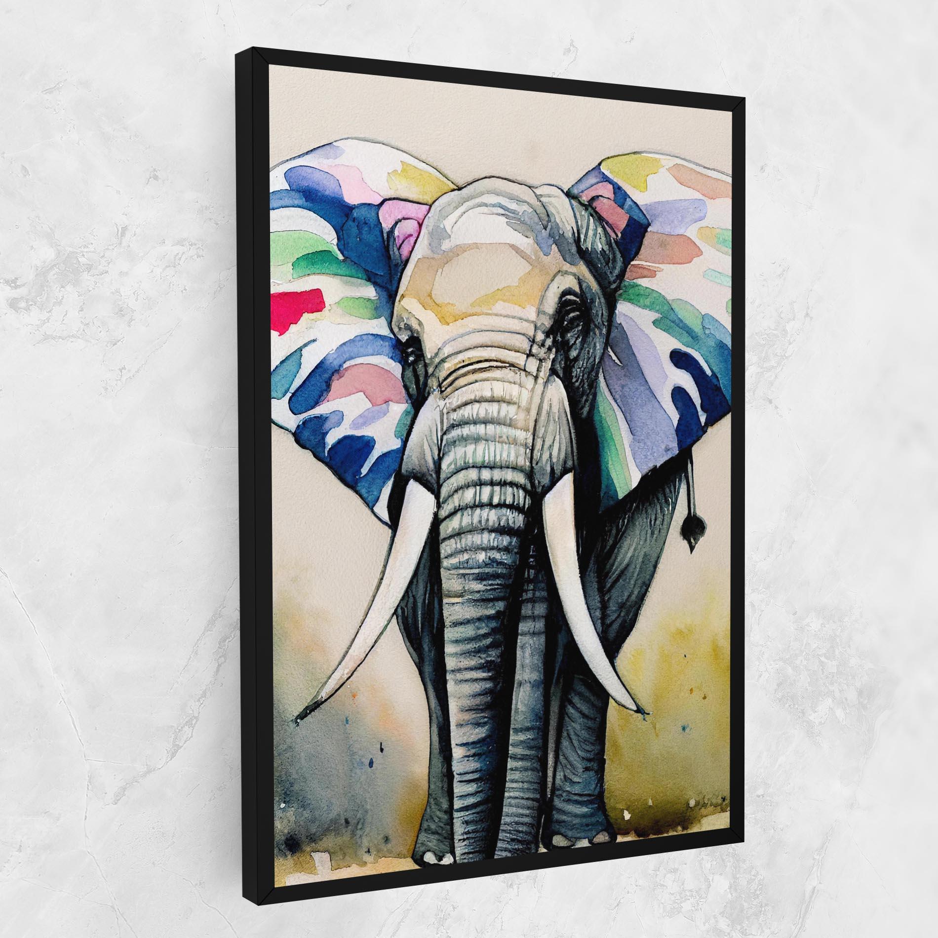 Vászonkép Watercolor Elephant Art mockup 1