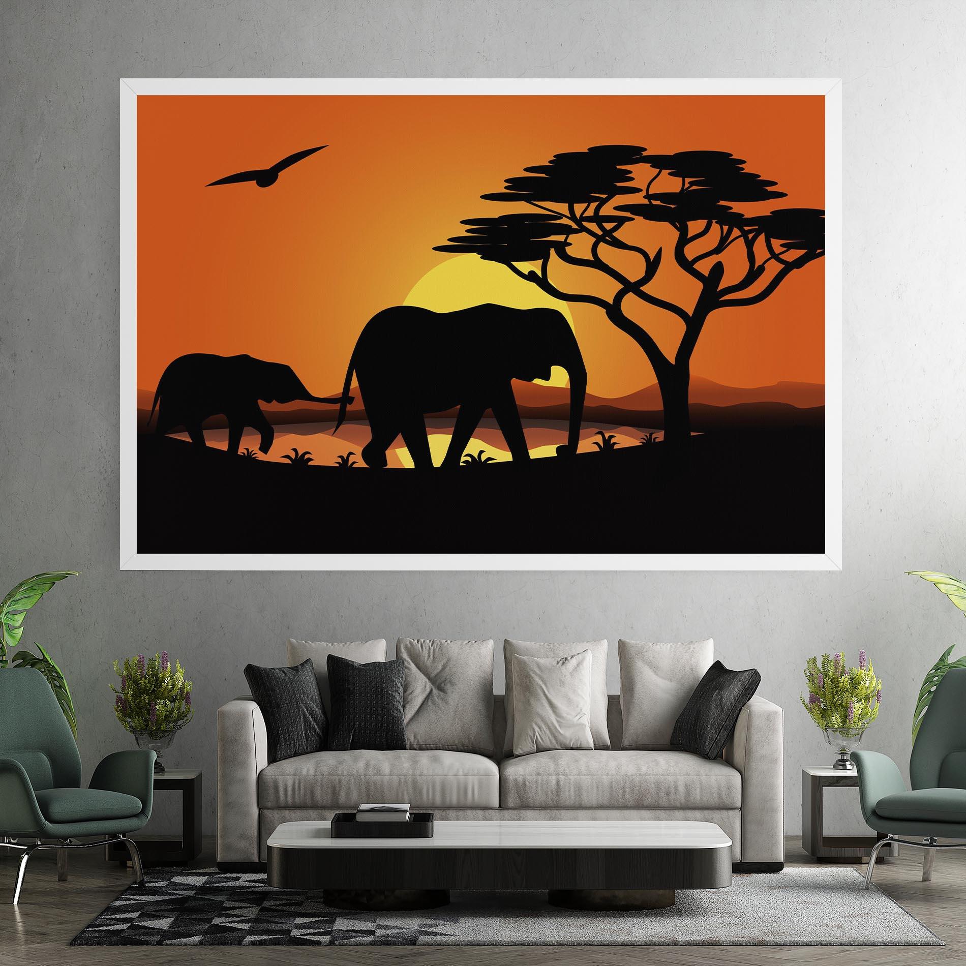 Vászonkép Elephant Sunset mockup 7
