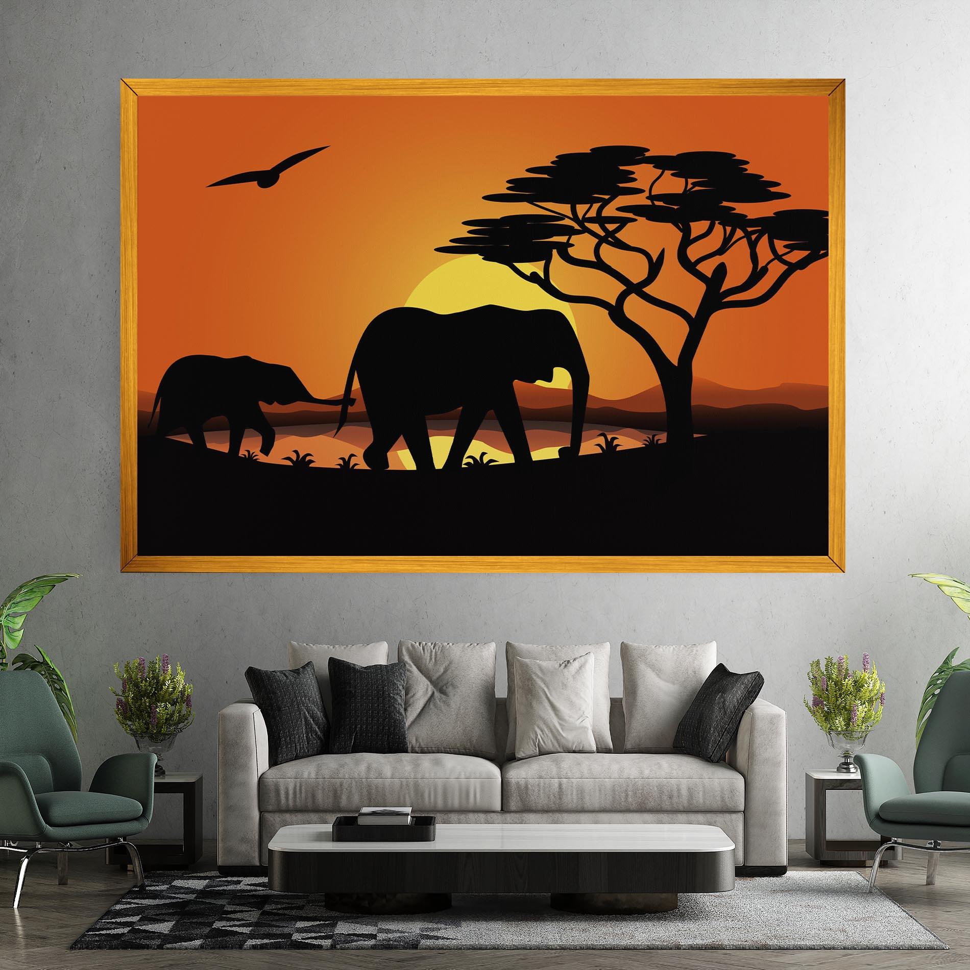 Vászonkép Elephant Sunset mockup 7