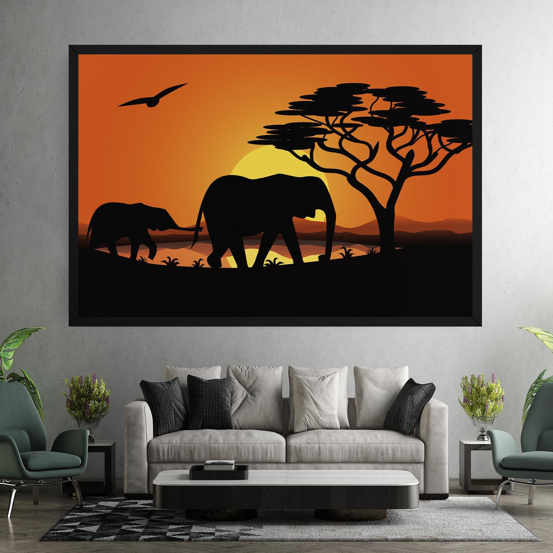 Vászonkép Elephant Sunset mockup 7