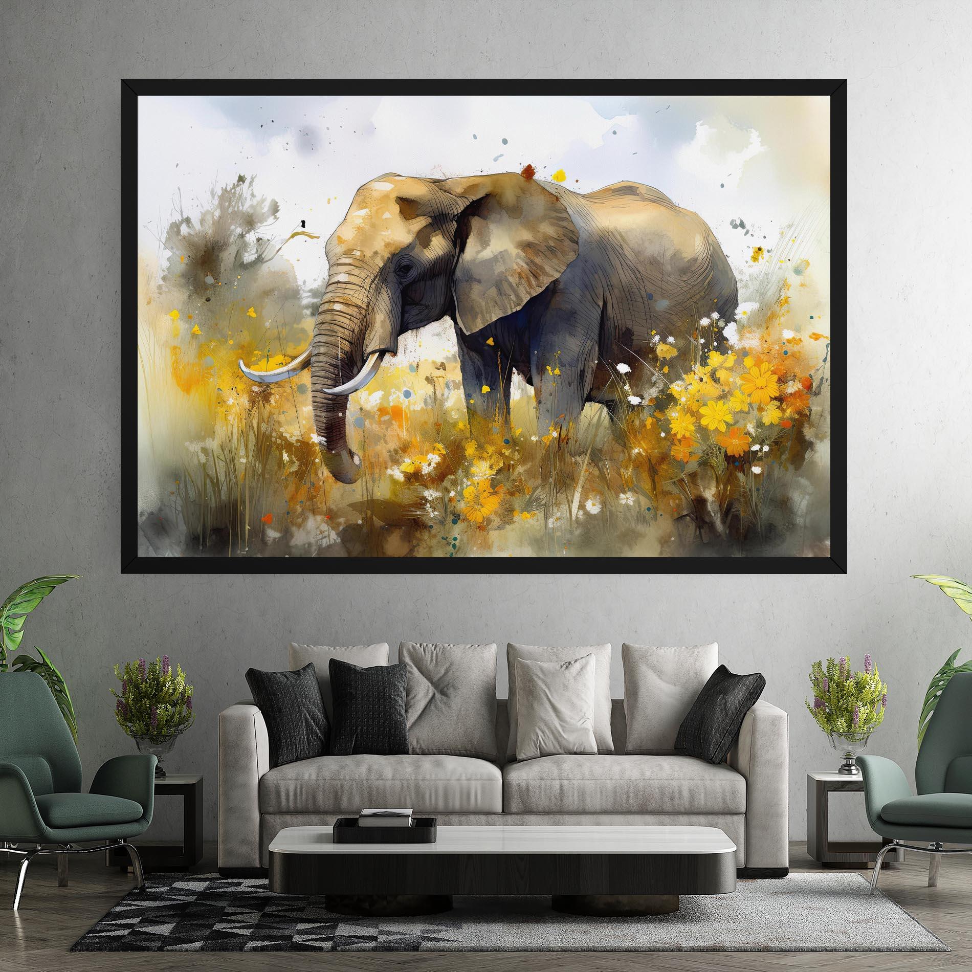Vászonkép Yellow Flowers Elephant mockup 7