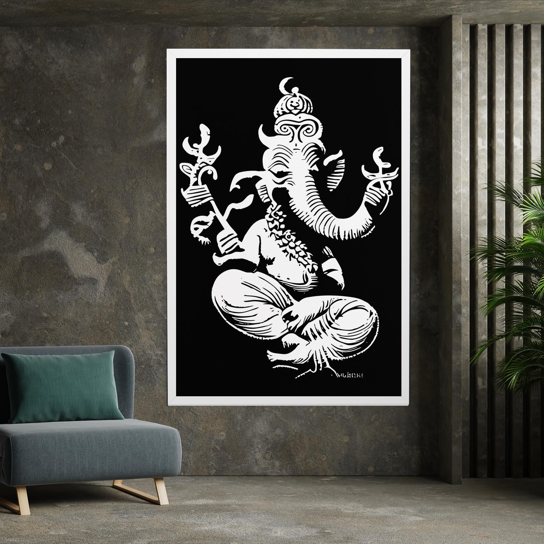 Vászonkép Black And White Ganesha mockup 7