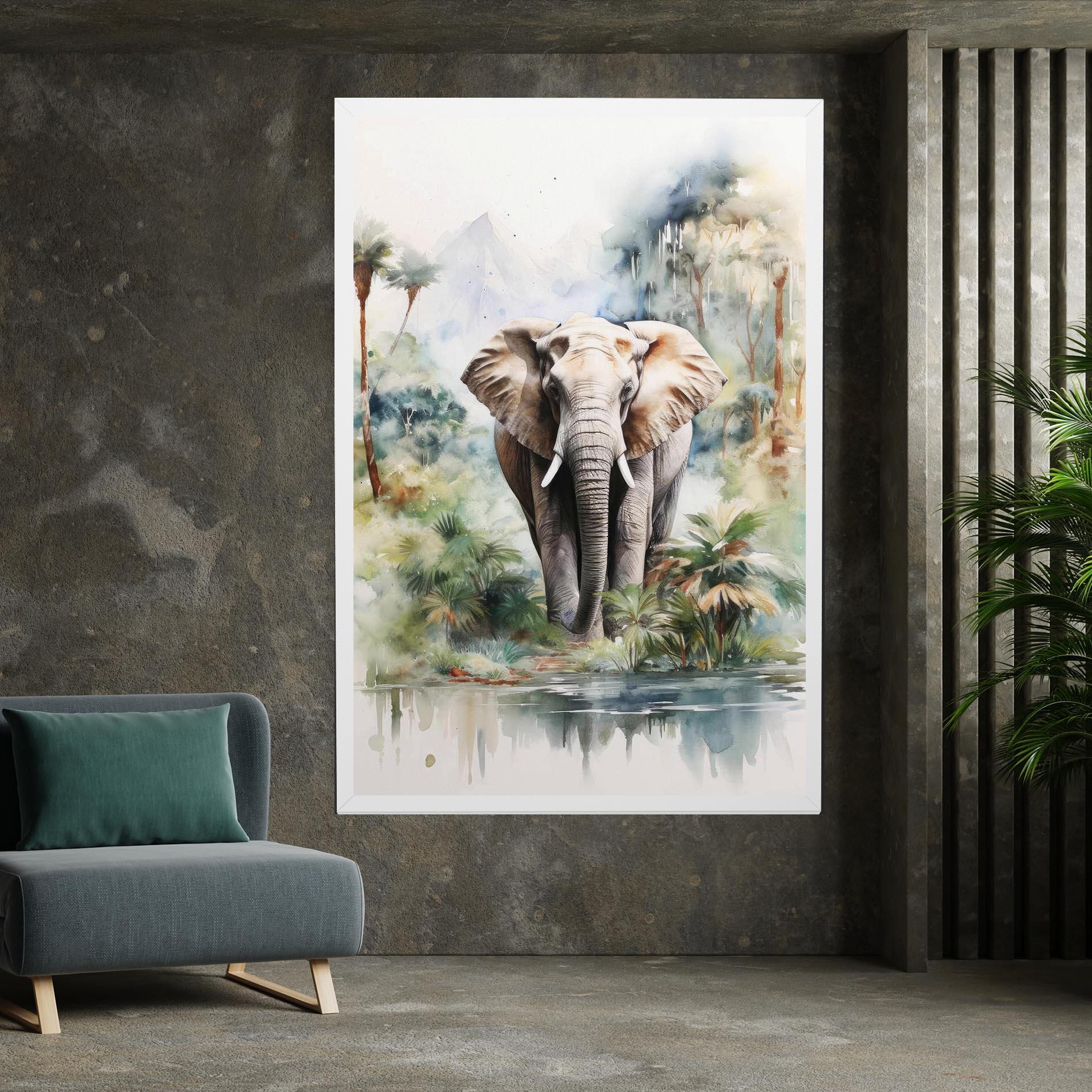 Vászonkép Wild Watercolor Elephant mockup 7