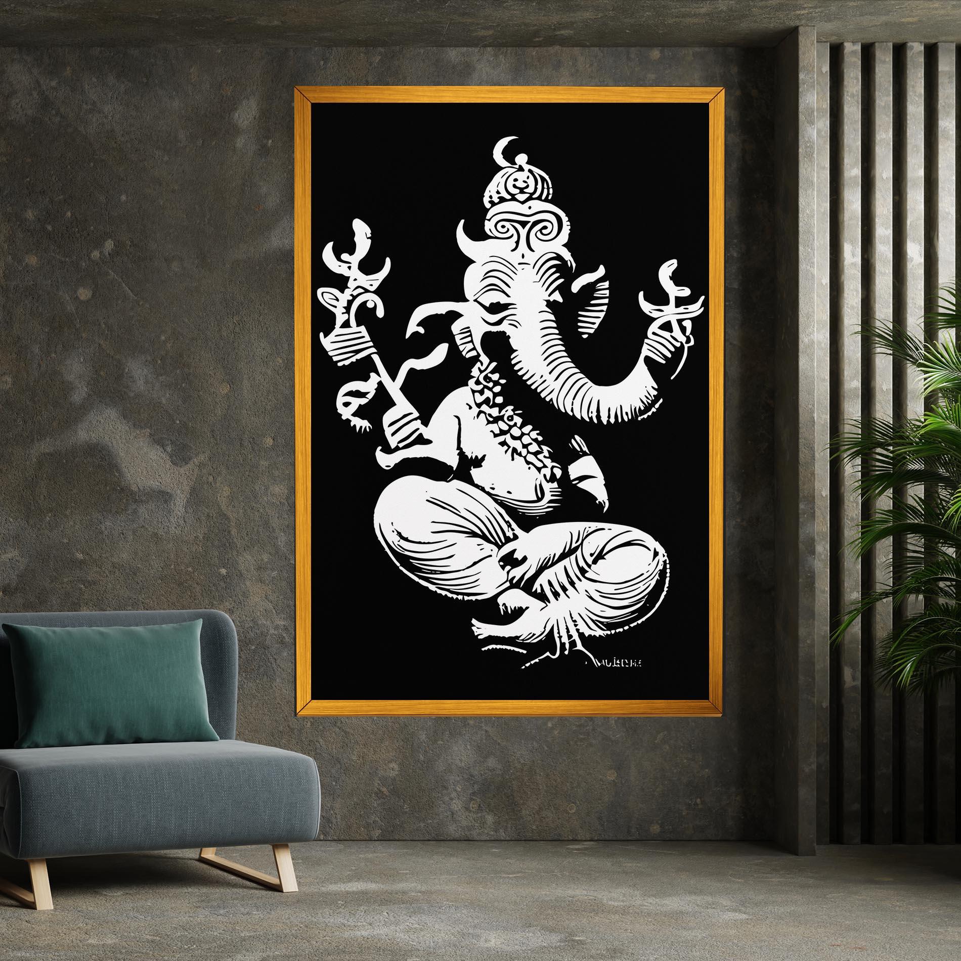 Vászonkép Black And White Ganesha mockup 7