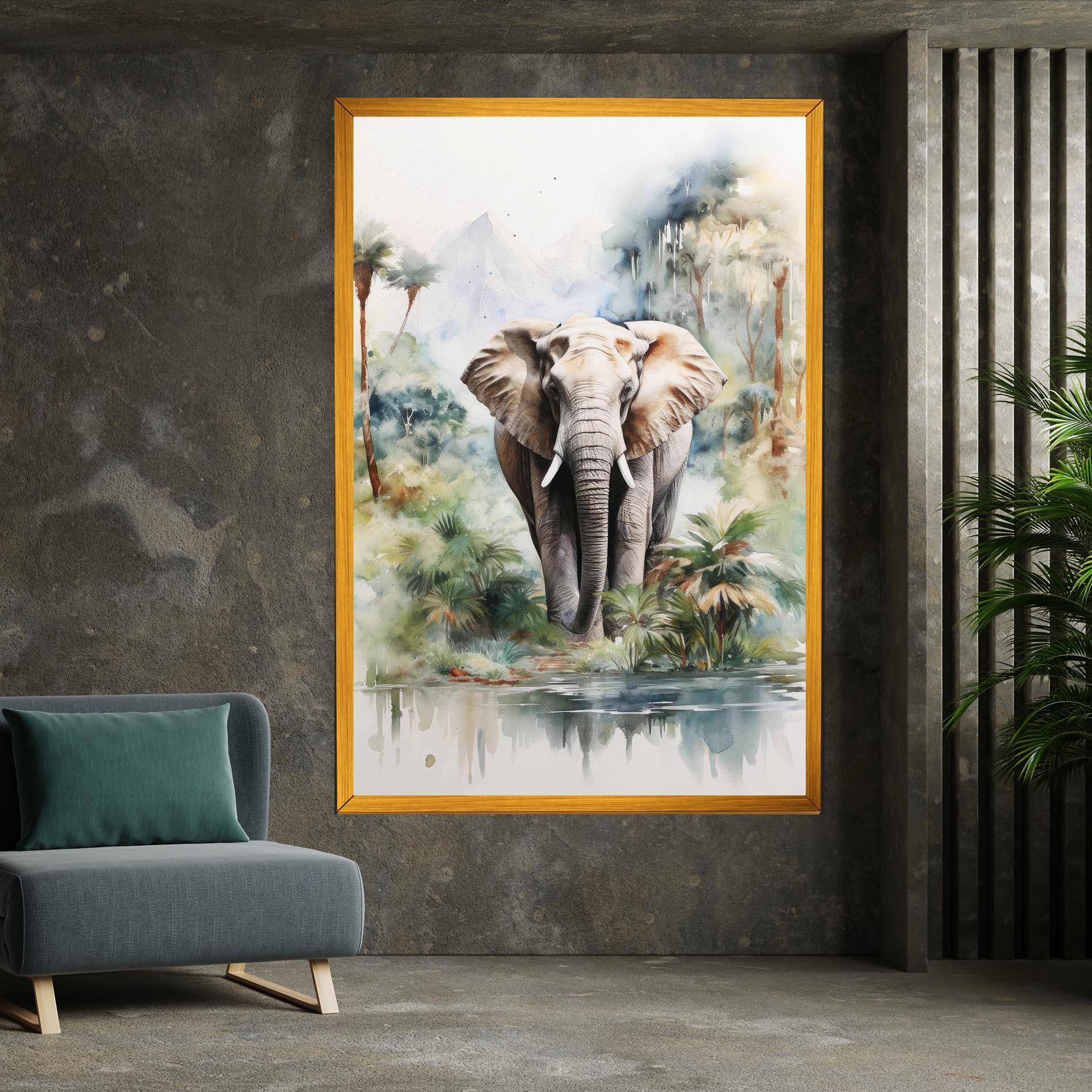 Vászonkép Wild Watercolor Elephant mockup 7