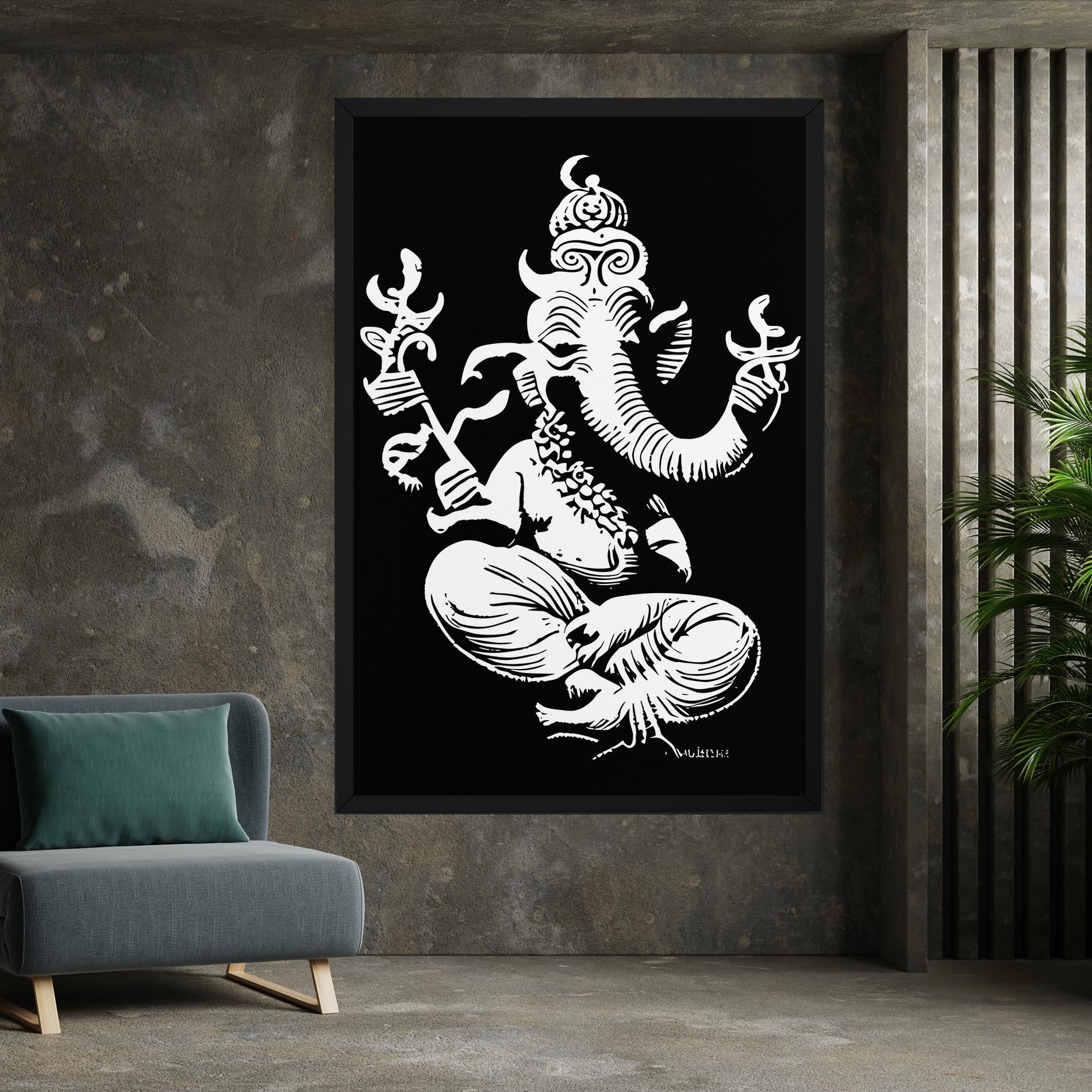 Vászonkép Black And White Ganesha mockup 7