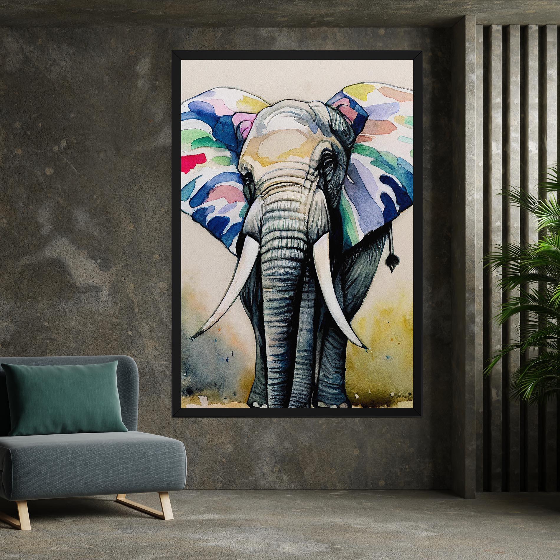 Vászonkép Watercolor Elephant Art mockup 7