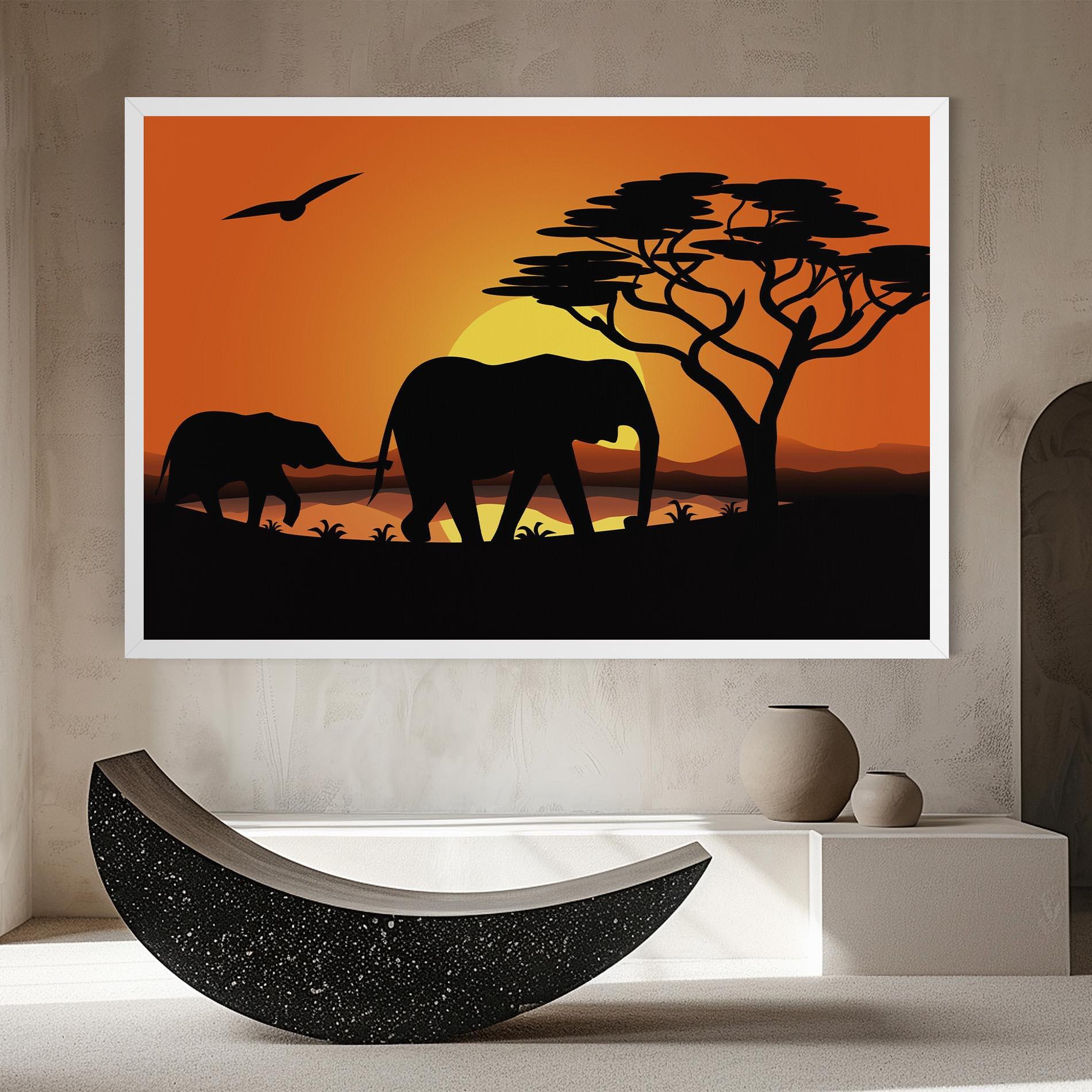 Vászonkép Elephant Sunset mockup 8