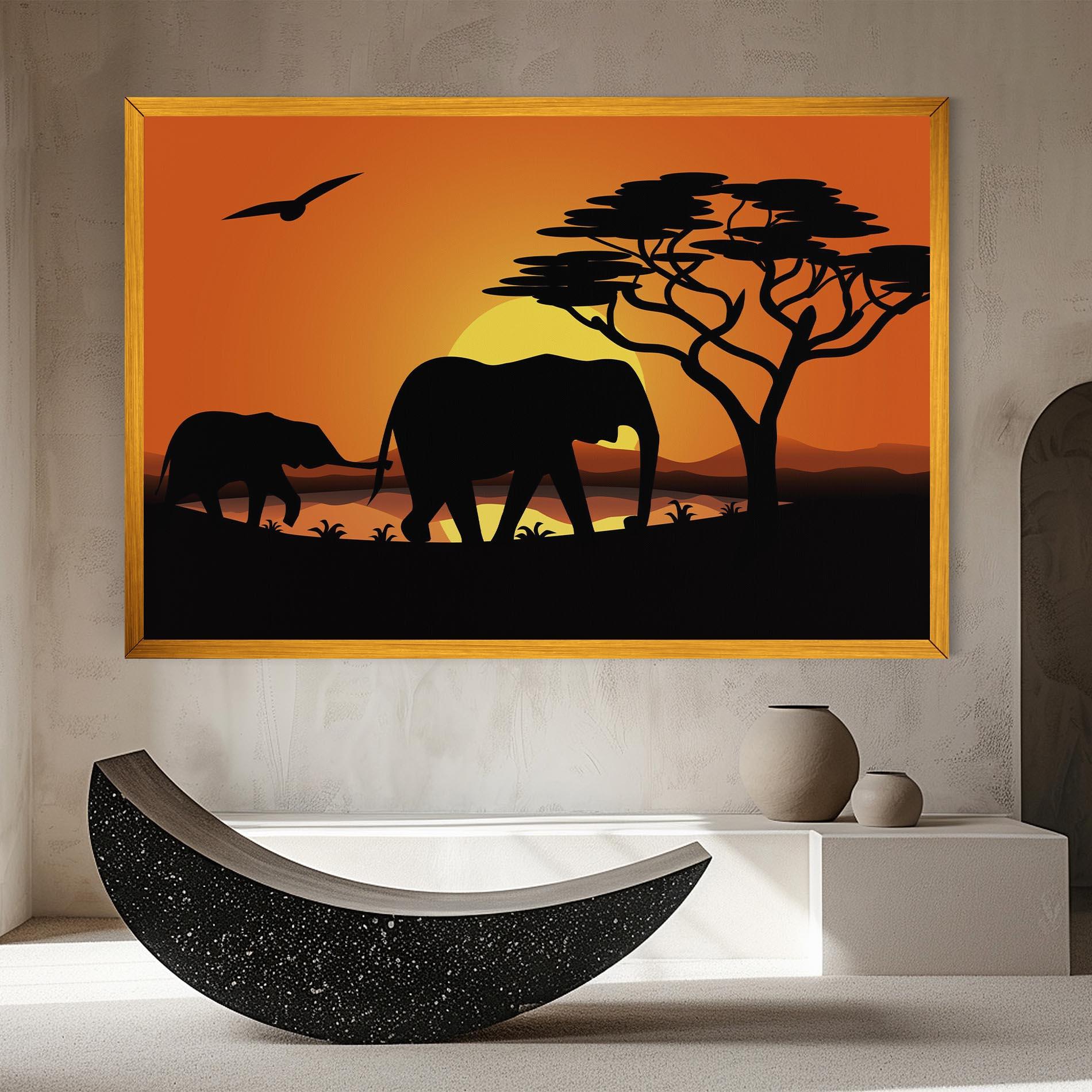 Vászonkép Elephant Sunset mockup 8