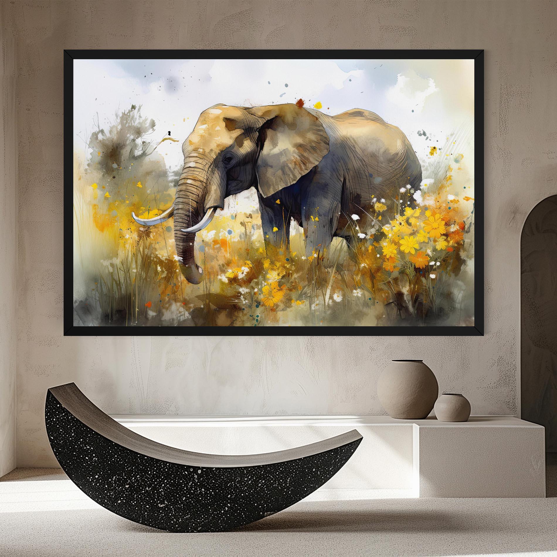 Vászonkép Yellow Flowers Elephant mockup 8