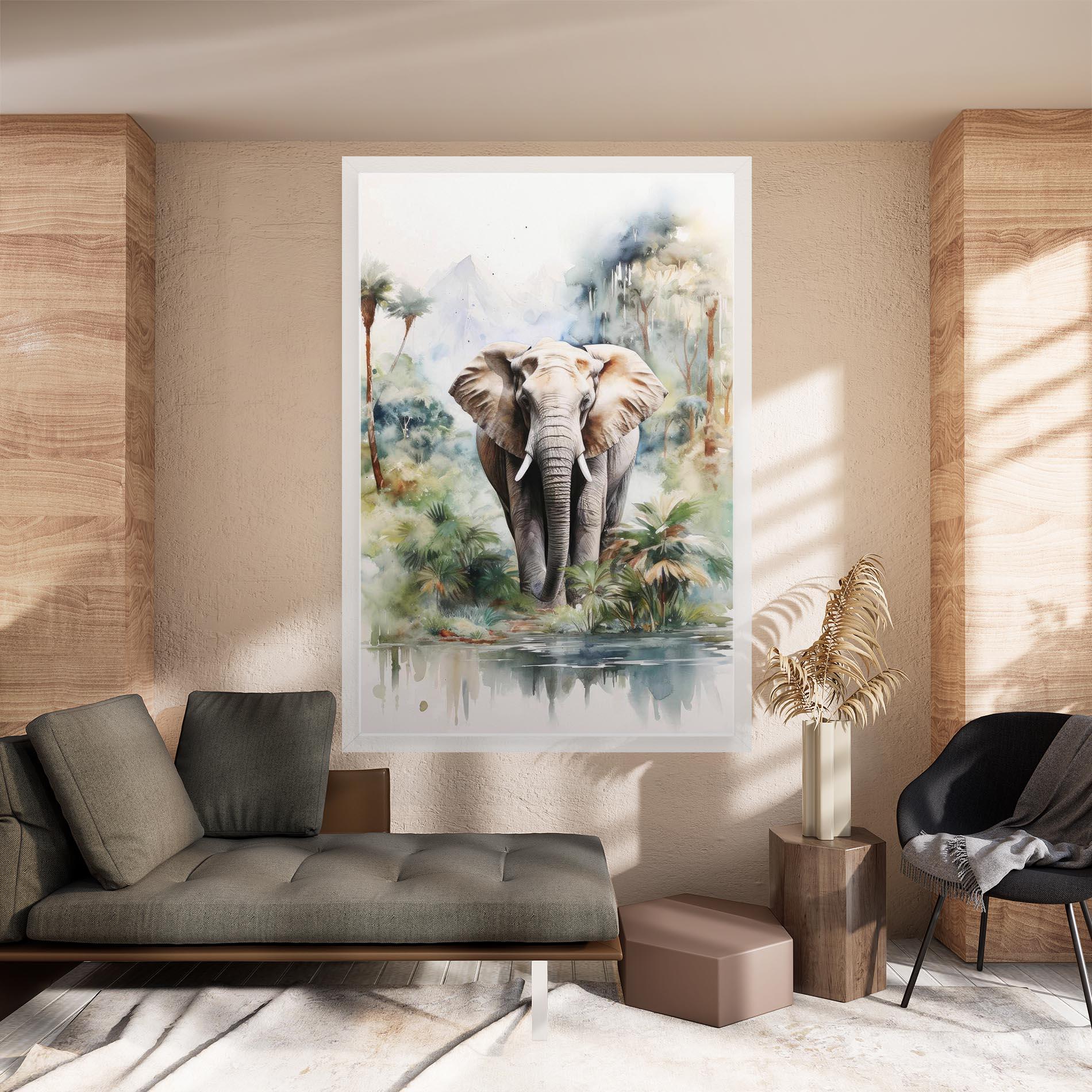 Vászonkép Wild Watercolor Elephant mockup 8