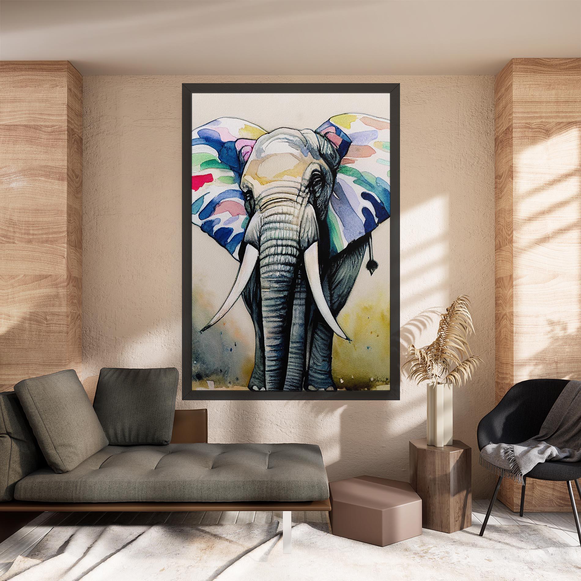 Vászonkép Watercolor Elephant Art mockup 8
