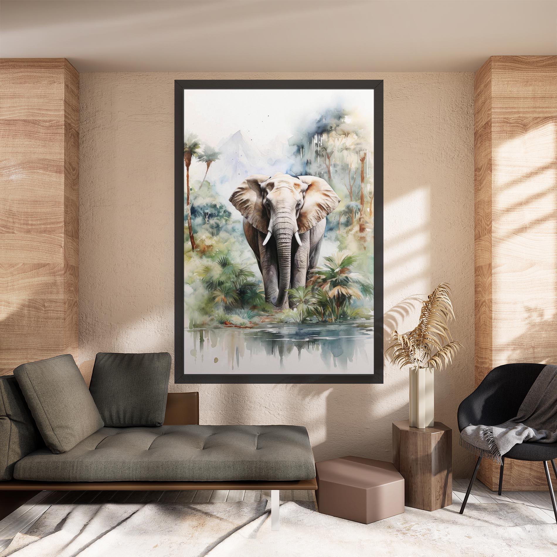 Vászonkép Wild Watercolor Elephant mockup 8