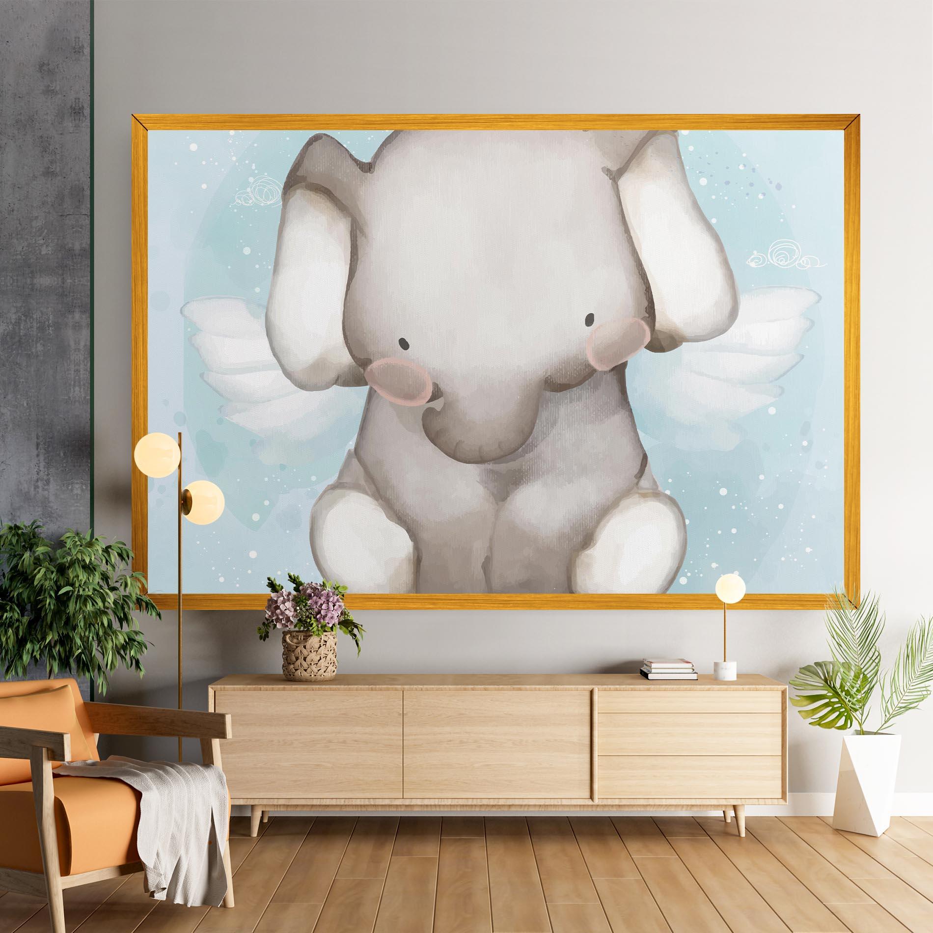 Vászonkép Elephant On Blue mockup 9