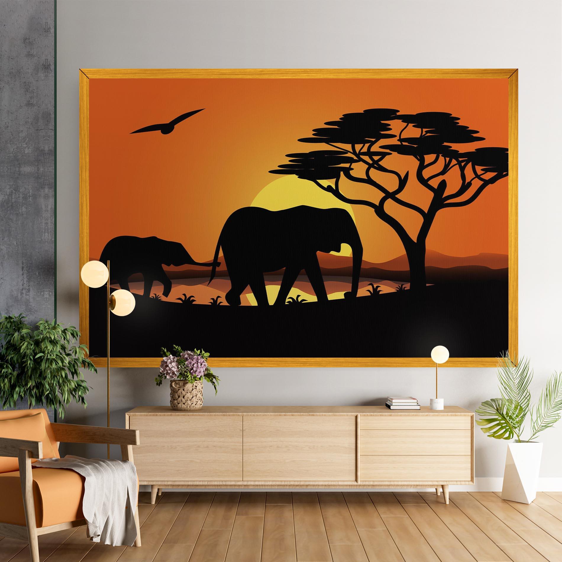 Vászonkép Elephant Sunset mockup 9