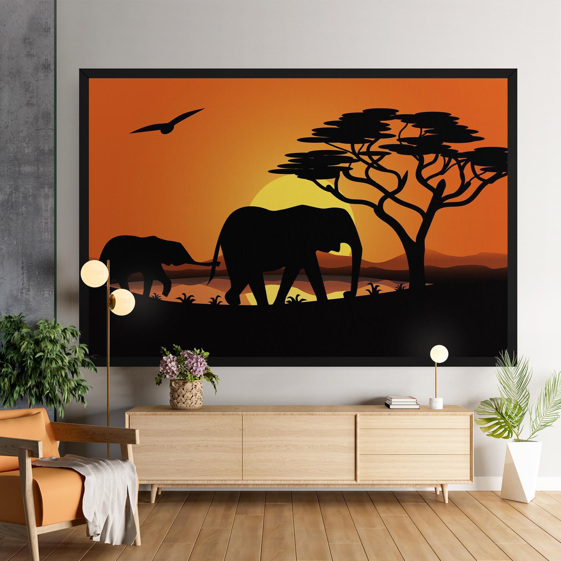 Vászonkép Elephant Sunset mockup 9