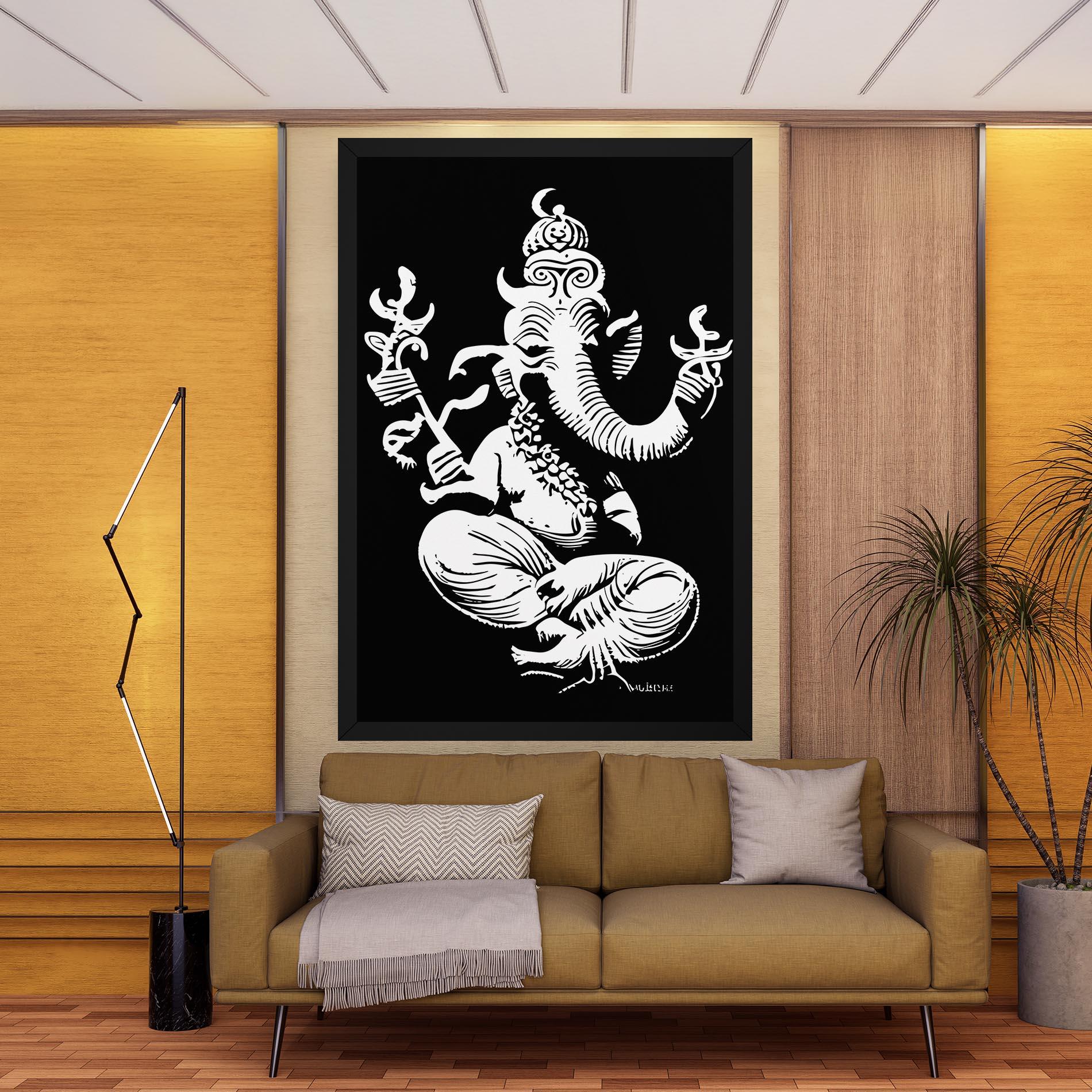 Vászonkép Black And White Ganesha mockup 9