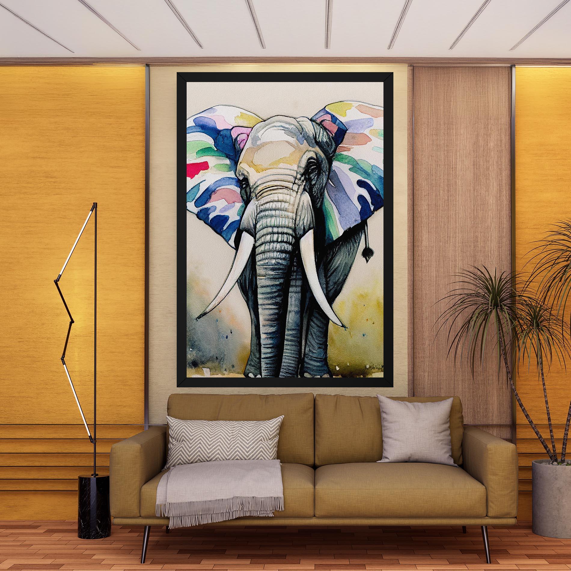 Vászonkép Watercolor Elephant Art mockup 9