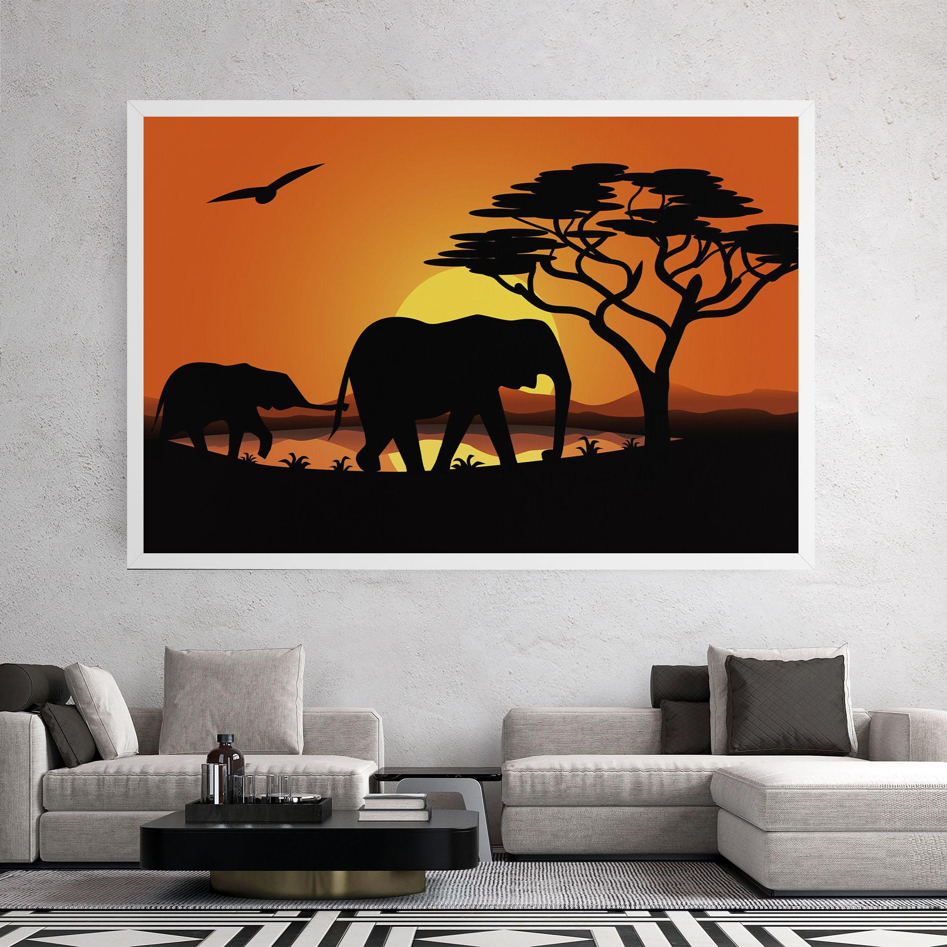 Vászonkép Elephant Sunset mockup 2